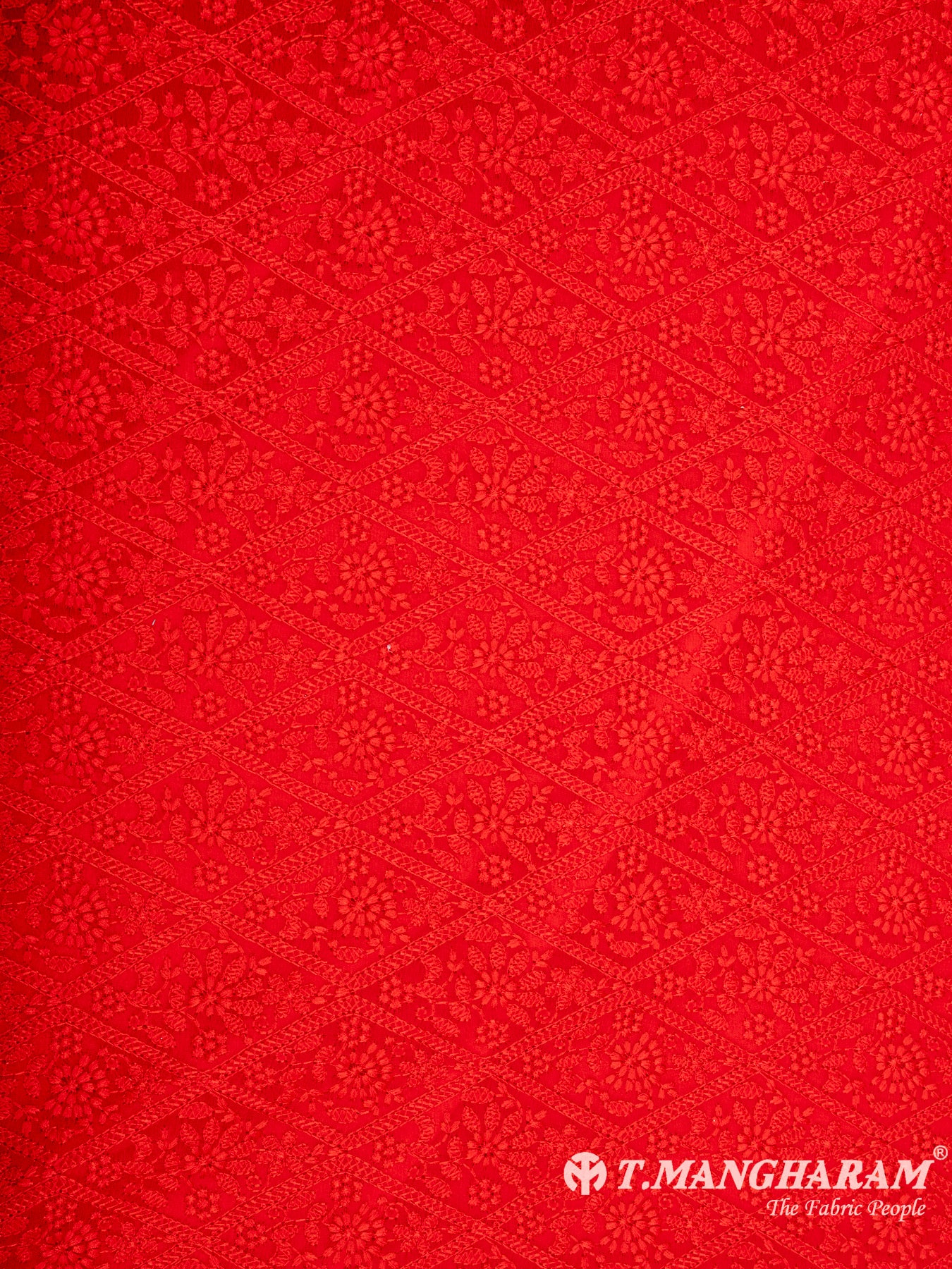 Red Georgette Embroidery Fabric - EC6539 view-3