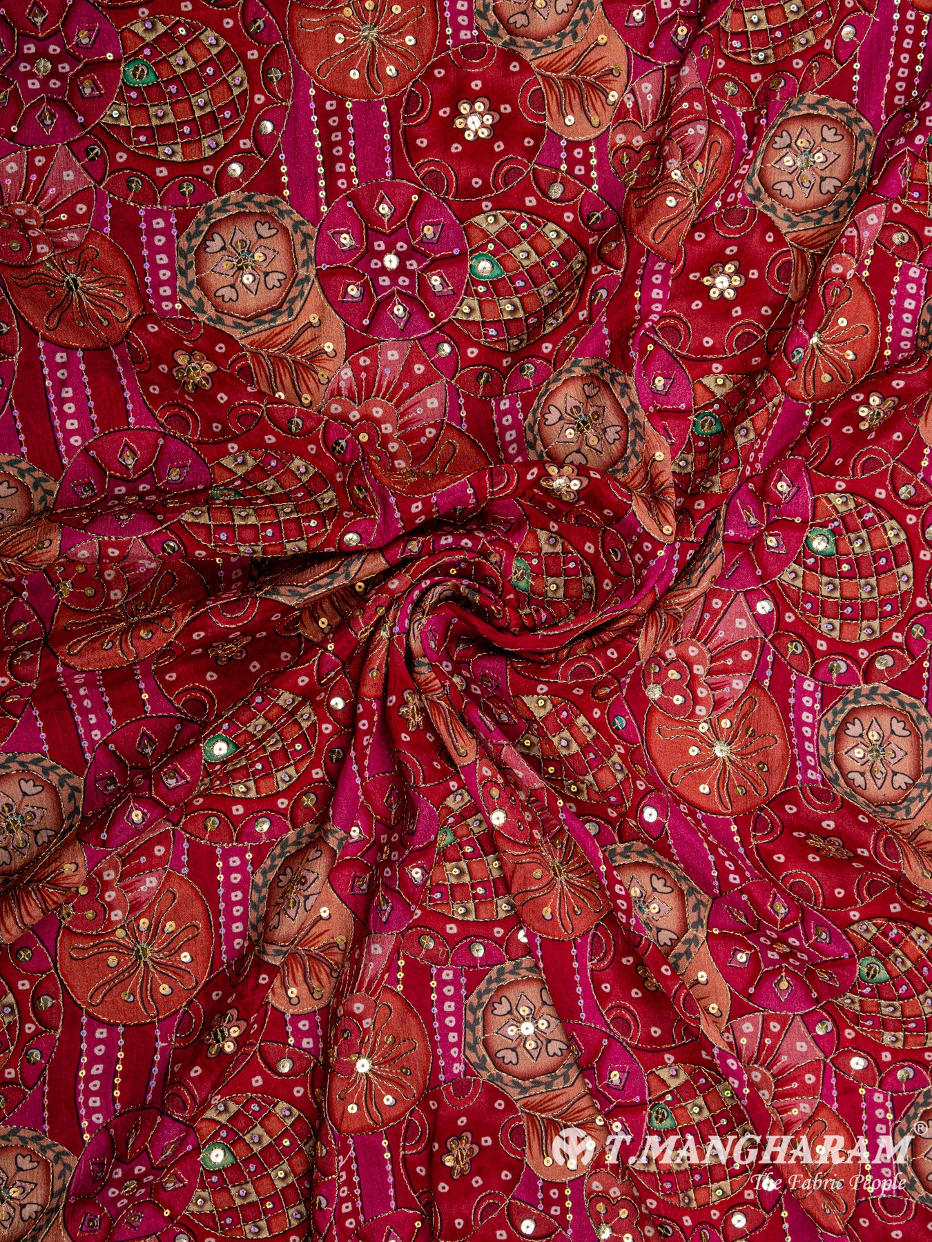 Pink Chinon Silk Fabric- EC4729 view-1