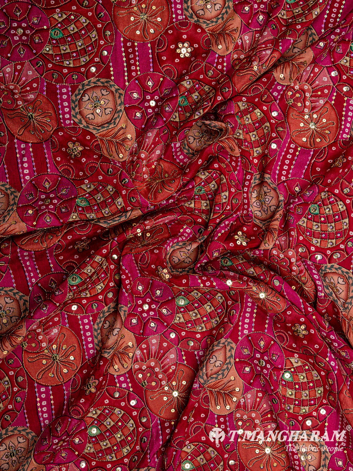 Pink Chinon Silk Fabric- EC4729 view-4
