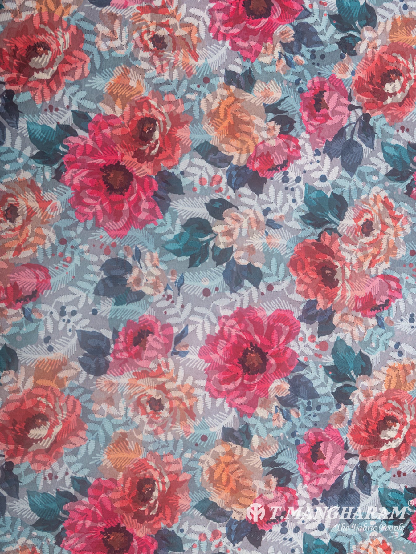 Multicolor Georgette Embroidery Fabric - EB4887 view-3