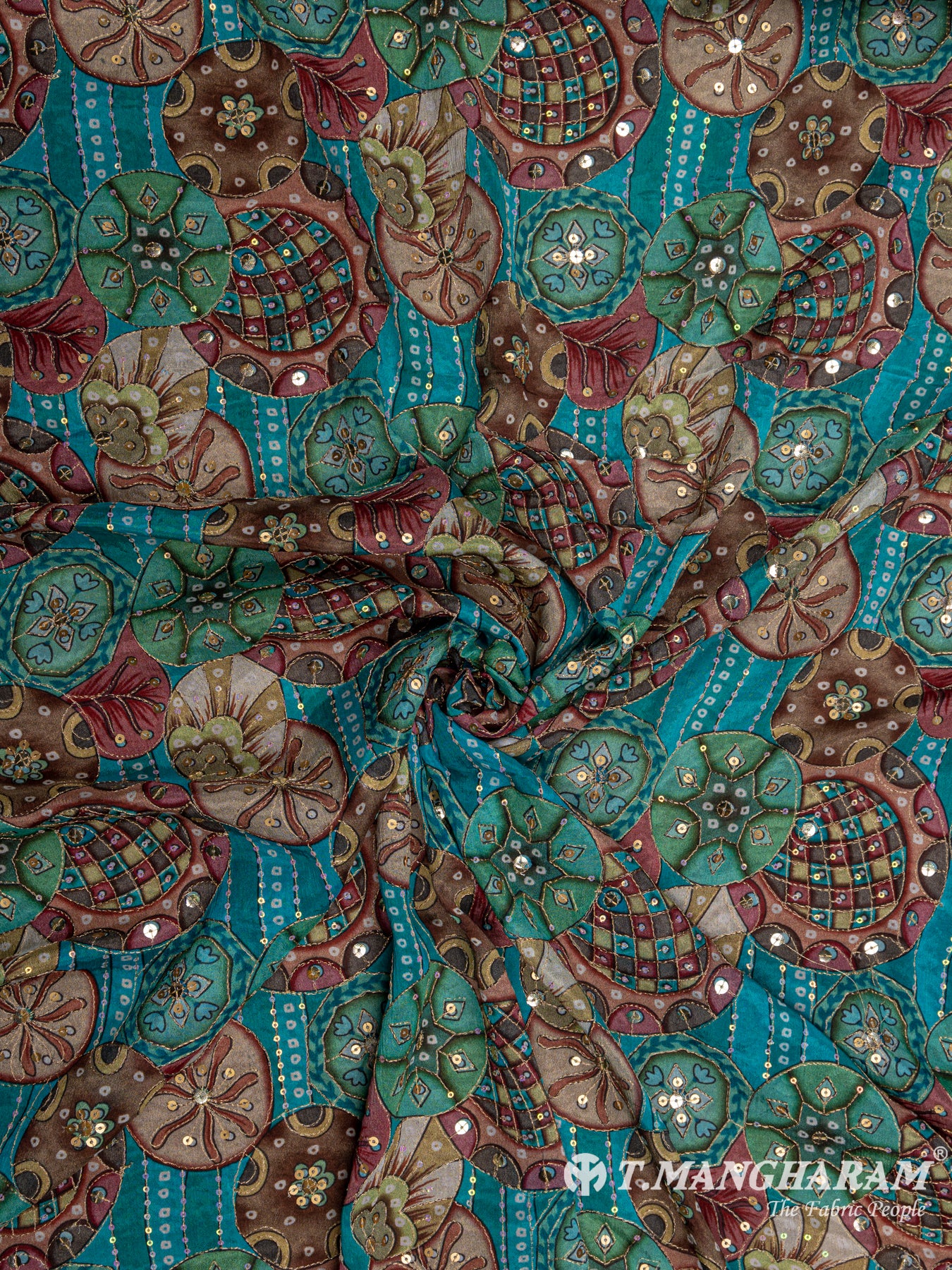 Blue Chinon Silk Fabric- EC4730 view-1