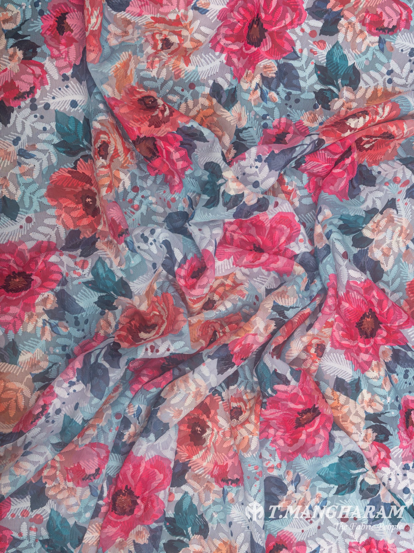Multicolor Georgette Embroidery Fabric - EB4887 view-4