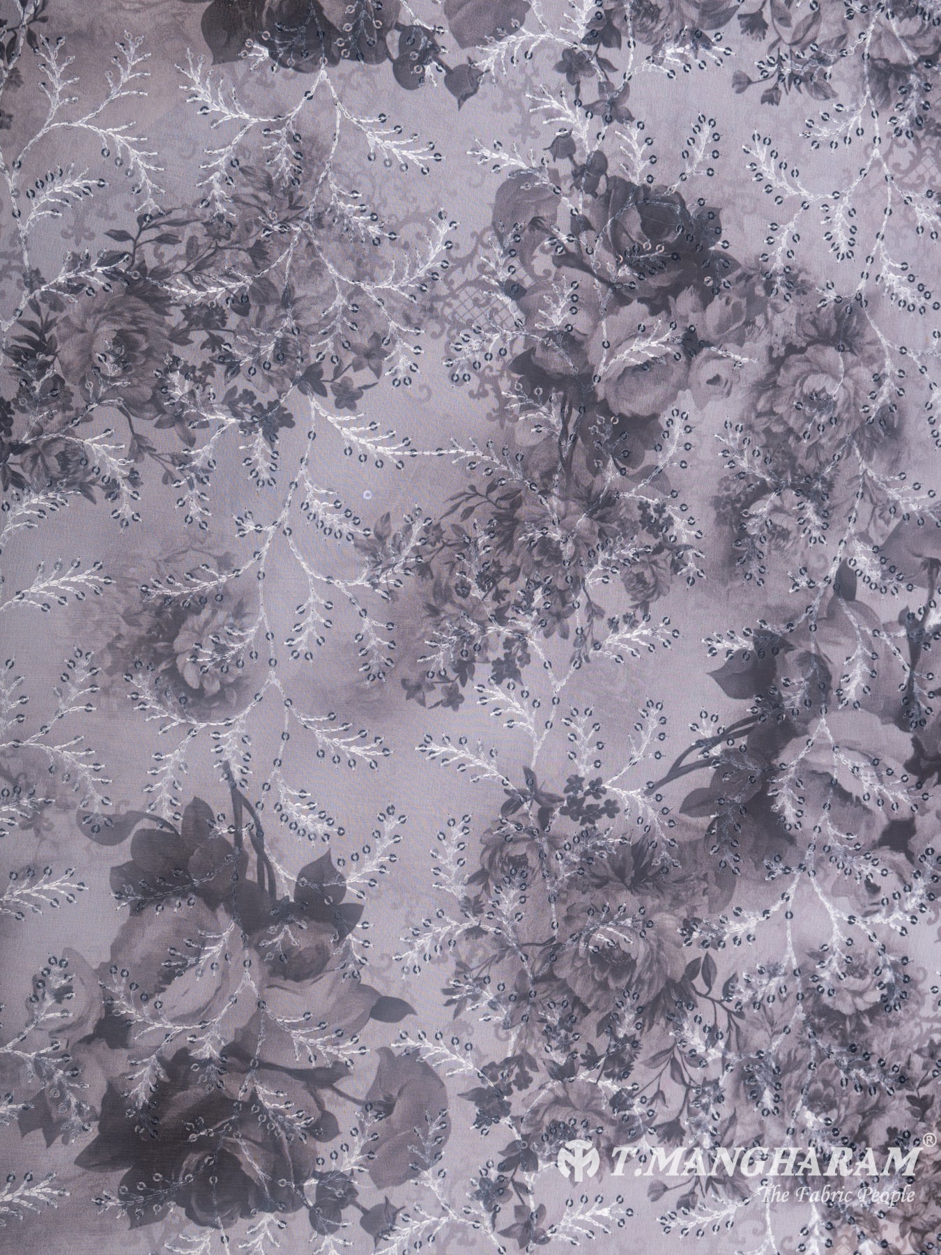Ashe Blue Georgette Embroidery Fabric - EB4883 view-3