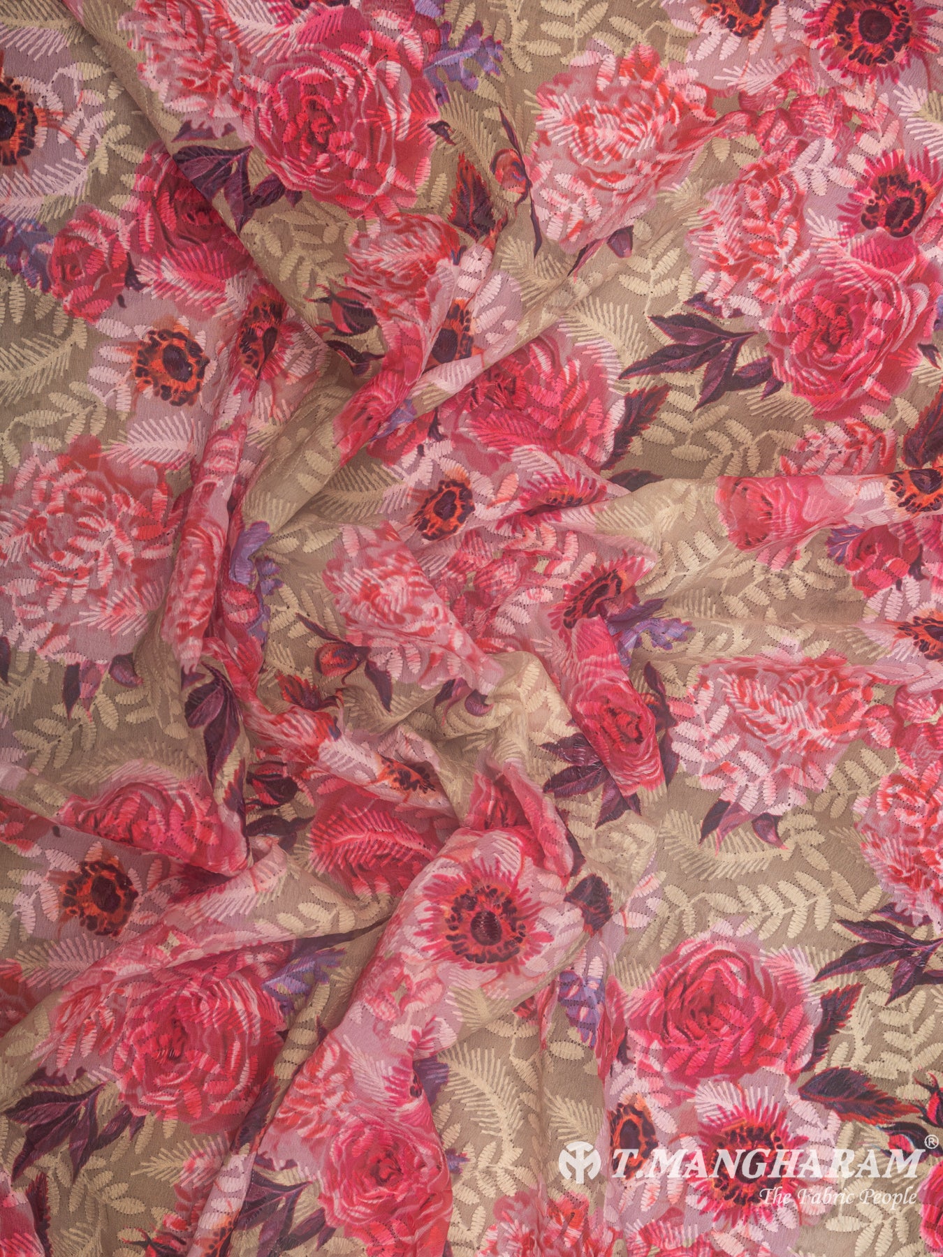 Multicolor Georgette Embroidery Fabric - EB4888 view-4