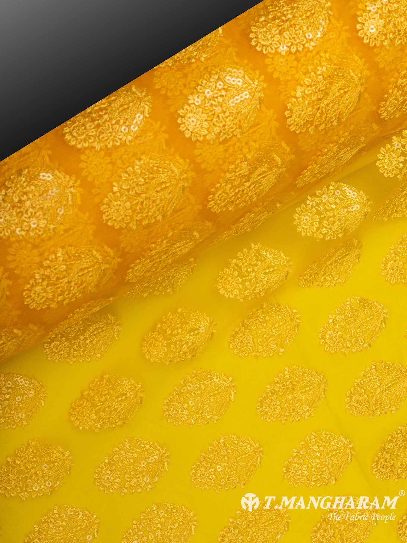Yellow Net Embroidery Fabric - EB4907 view-2