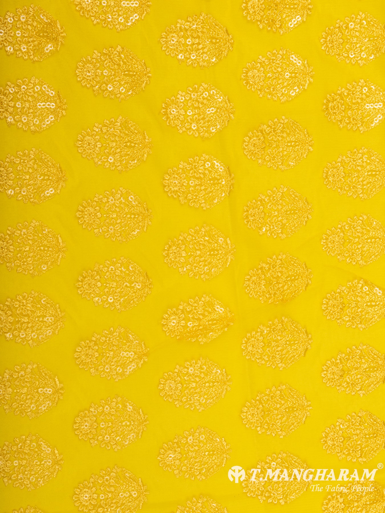 Yellow Net Embroidery Fabric - EB4907 view-3