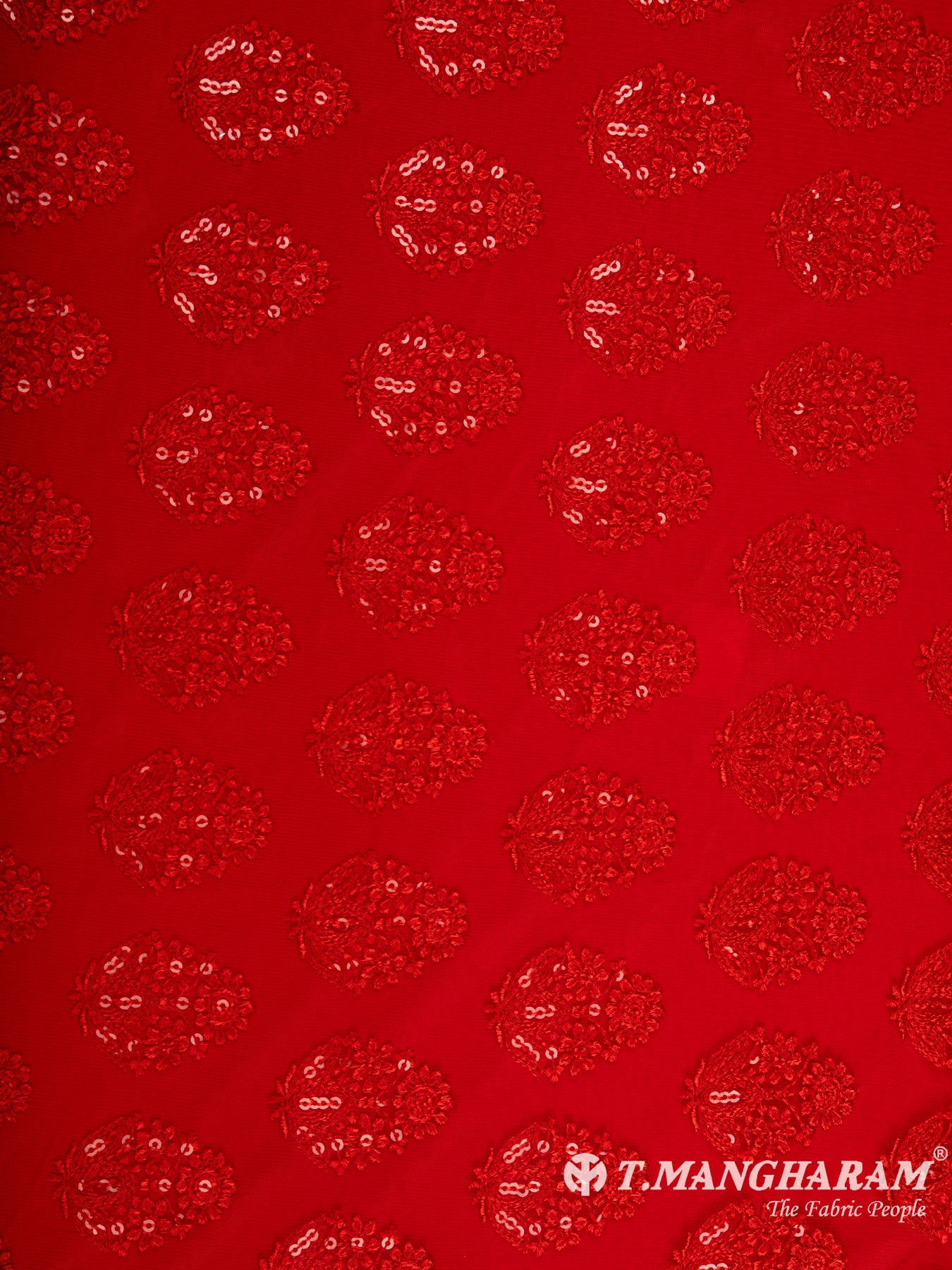 Red Net Embroidery Fabric - EB4911 view-3