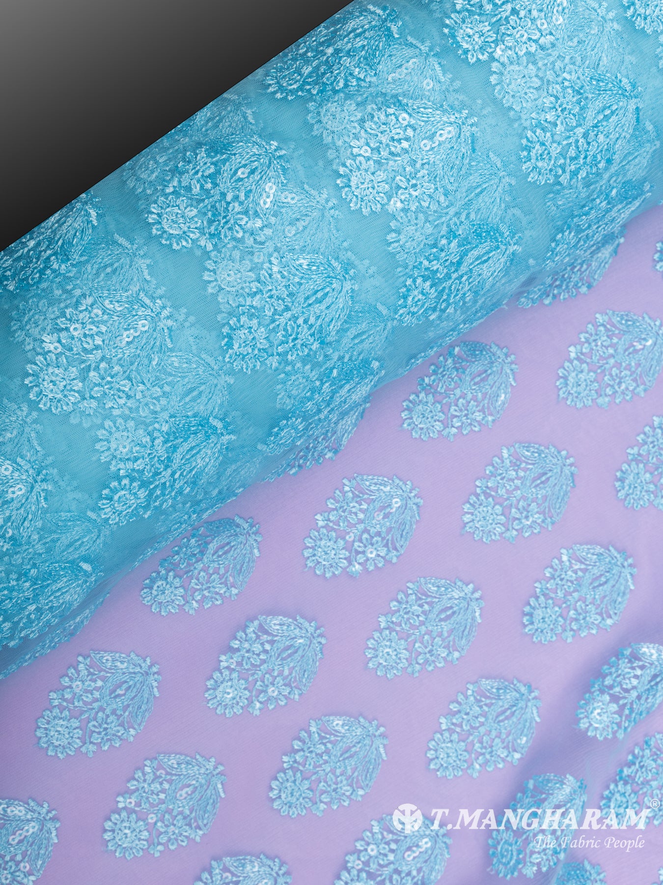 Blue Net Embroidery Fabric - EB4913 view-2