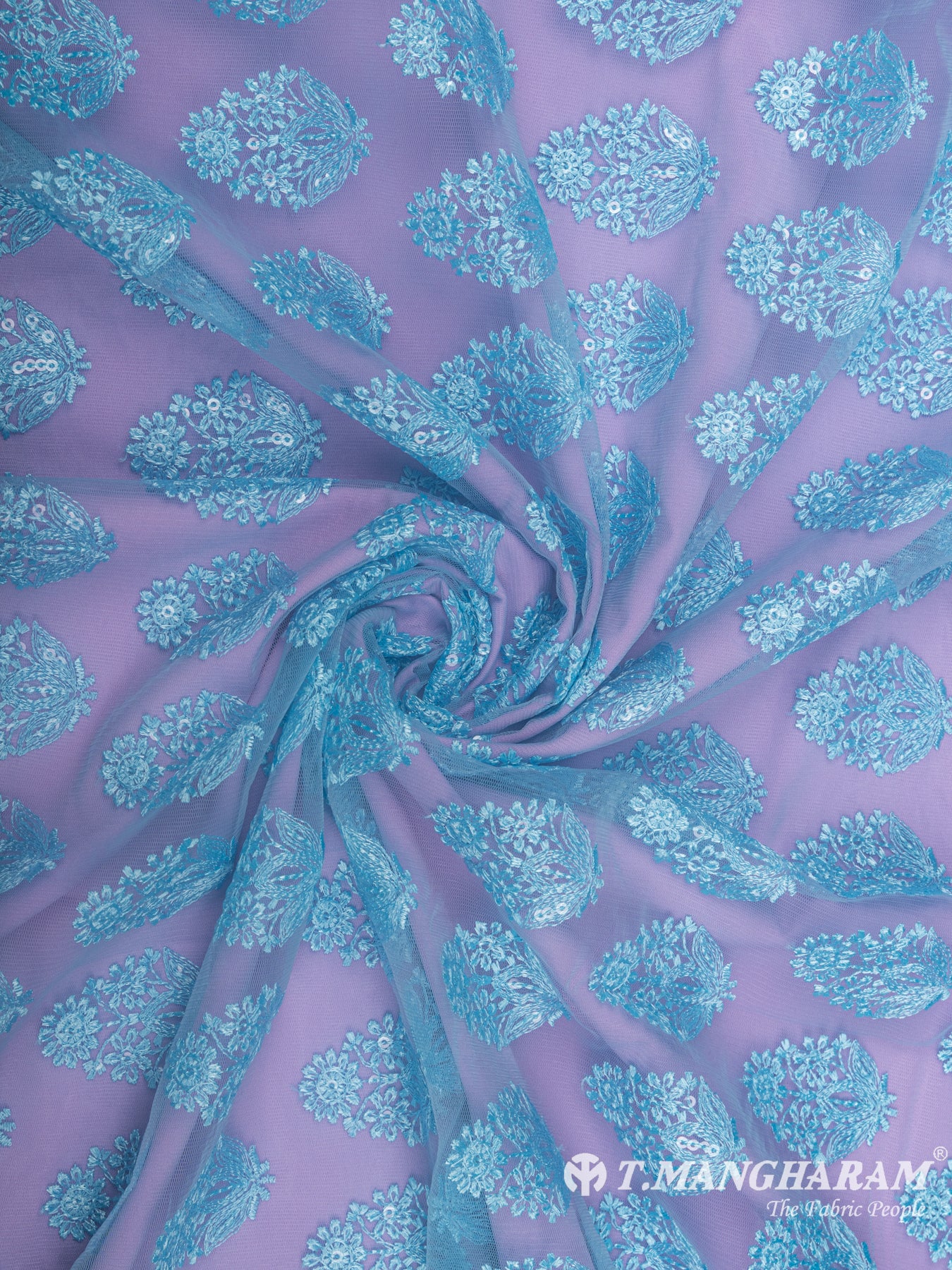 Blue Net Embroidery Fabric - EB4913 view-1
