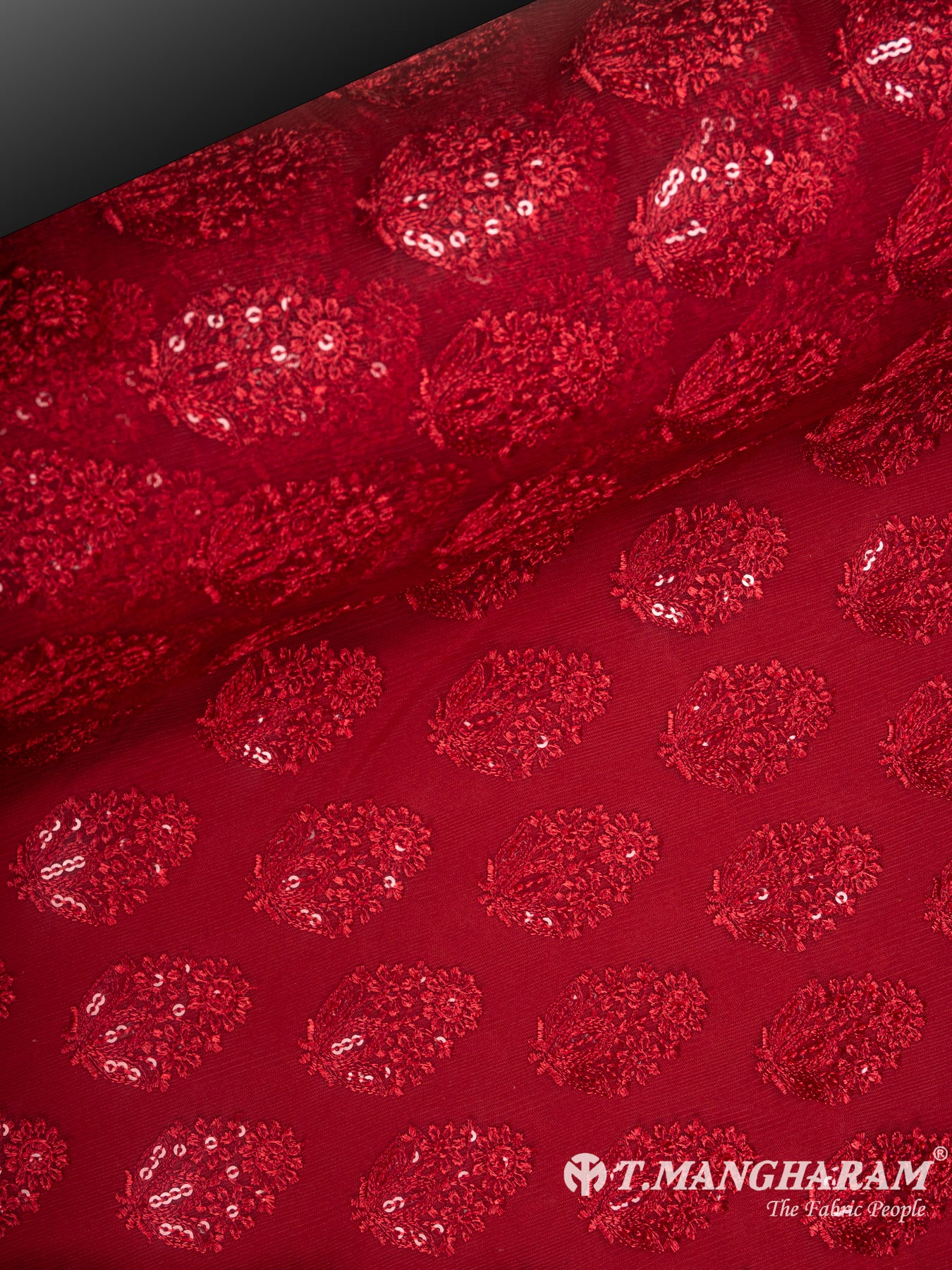 Maroon Net Embroidery Fabric - EB4909 view-2