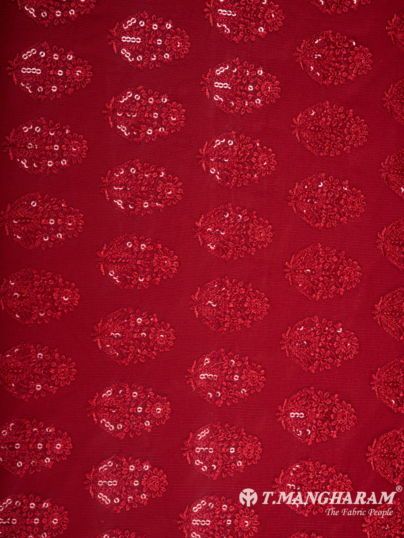 Maroon Net Embroidery Fabric - EB4909 view-3