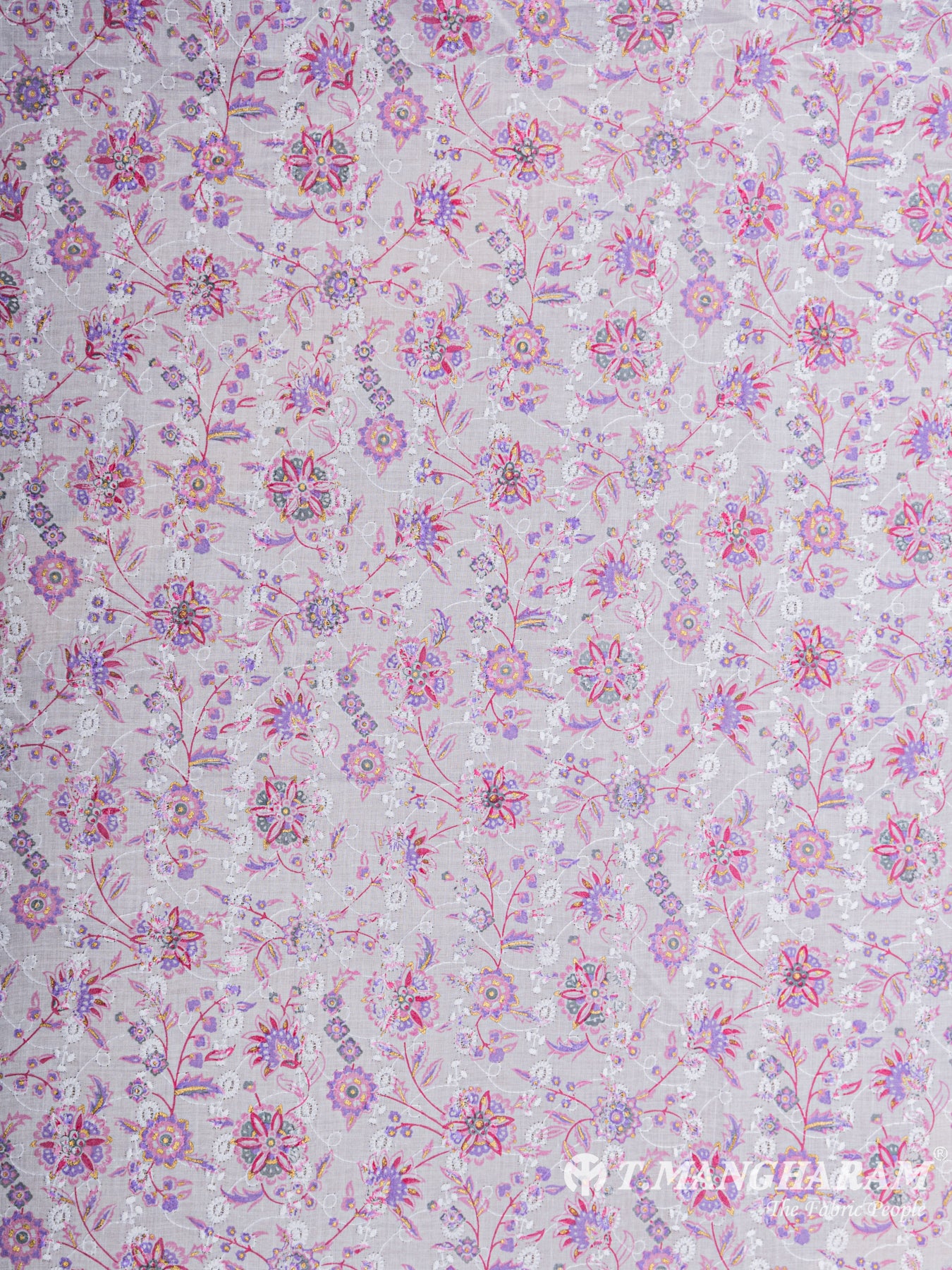 Violet Cotton Embroidery Fabric - EA1708 view-3