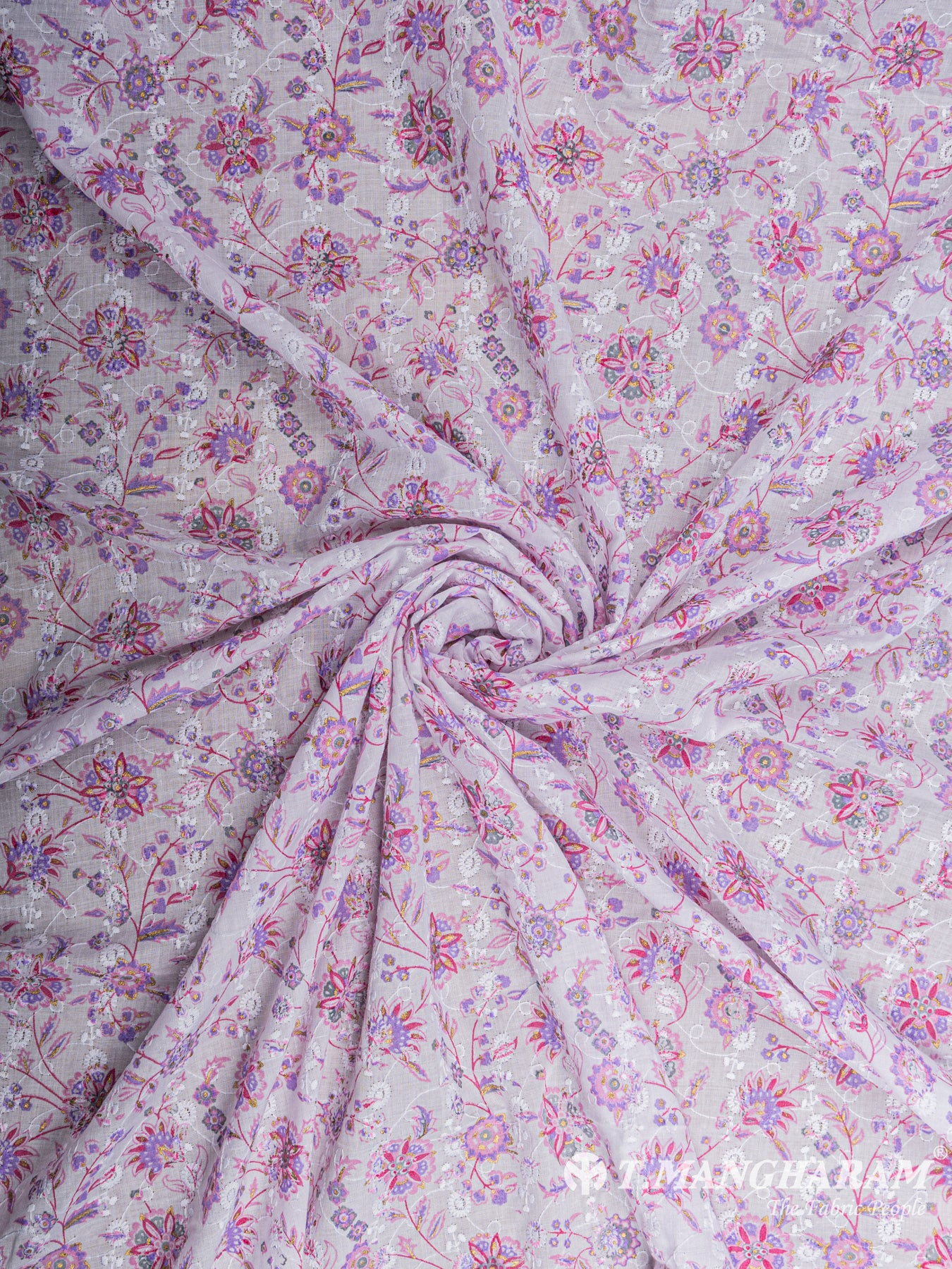 Violet Cotton Embroidery Fabric - EA1708 view-1