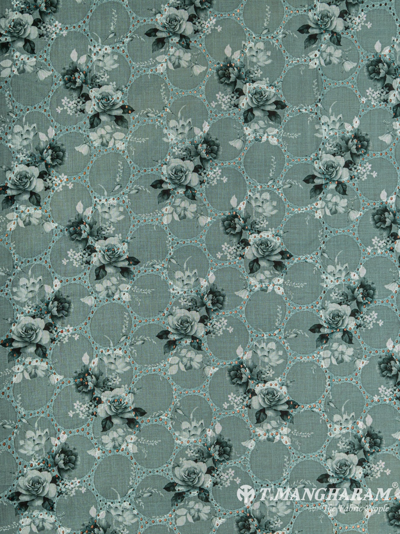 Green Cotton Embroidery Fabric - EB4090 view-3