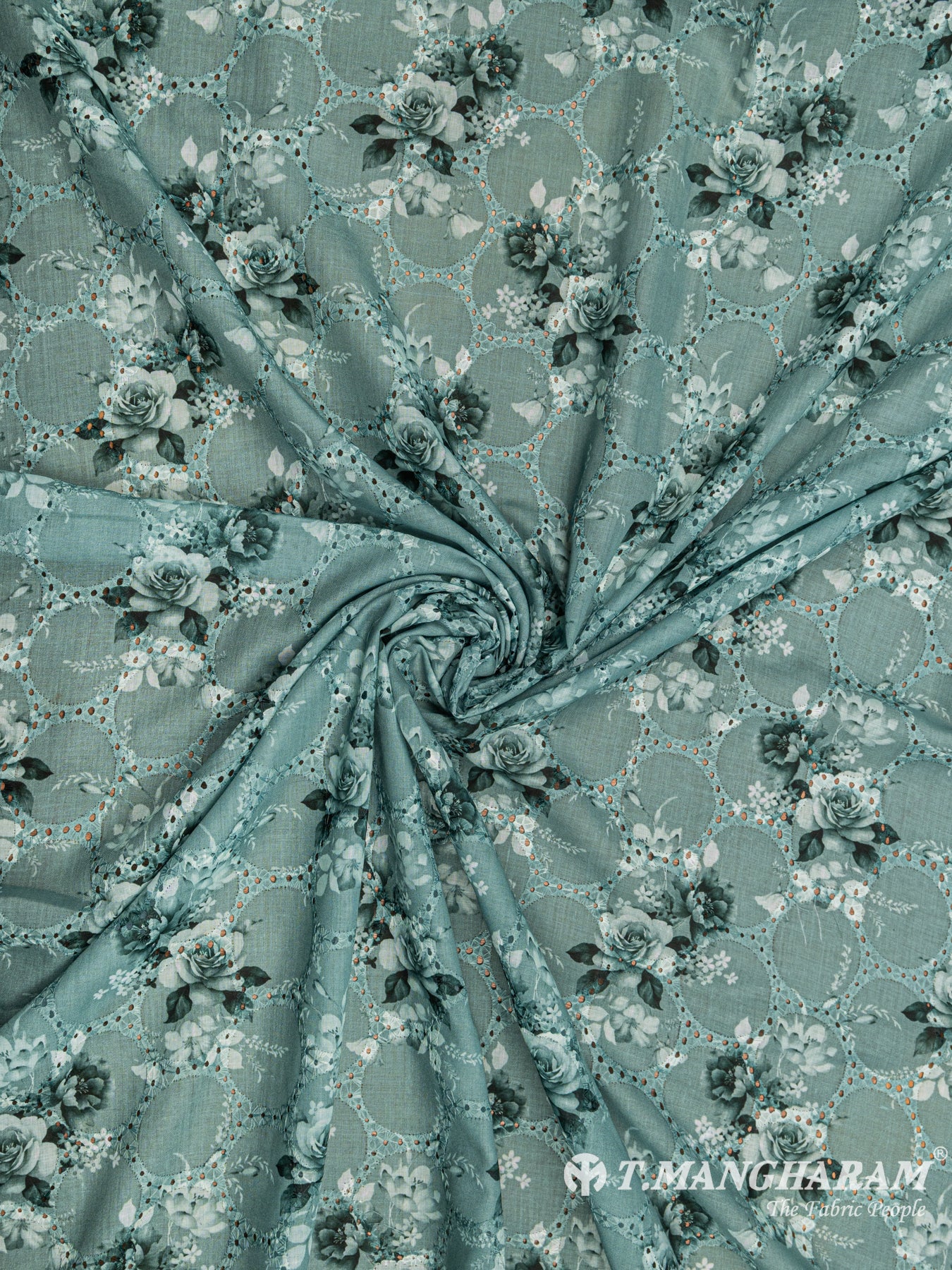 Green Cotton Embroidery Fabric - EB4090 view-1