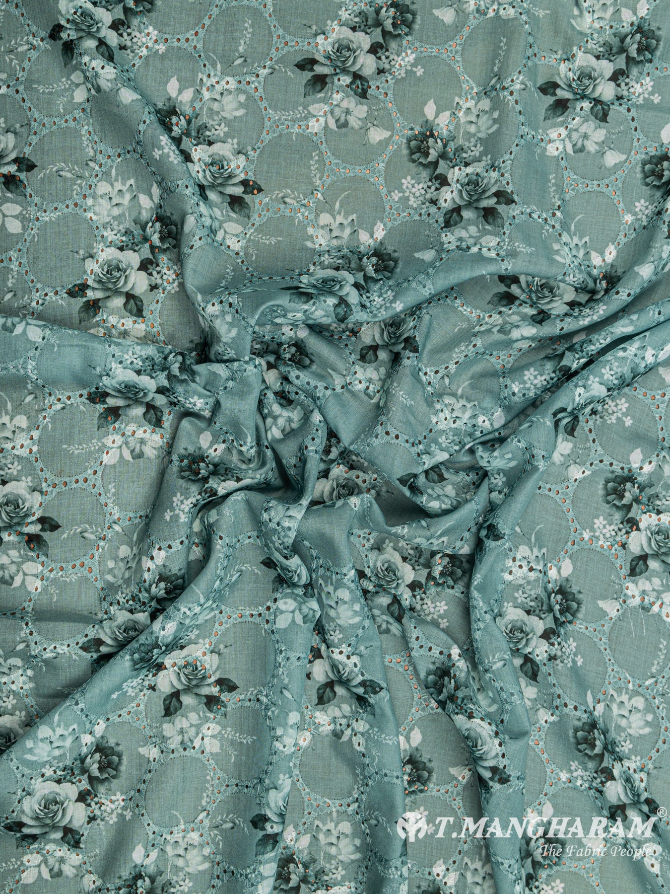 Green Cotton Embroidery Fabric - EB4090 view-4