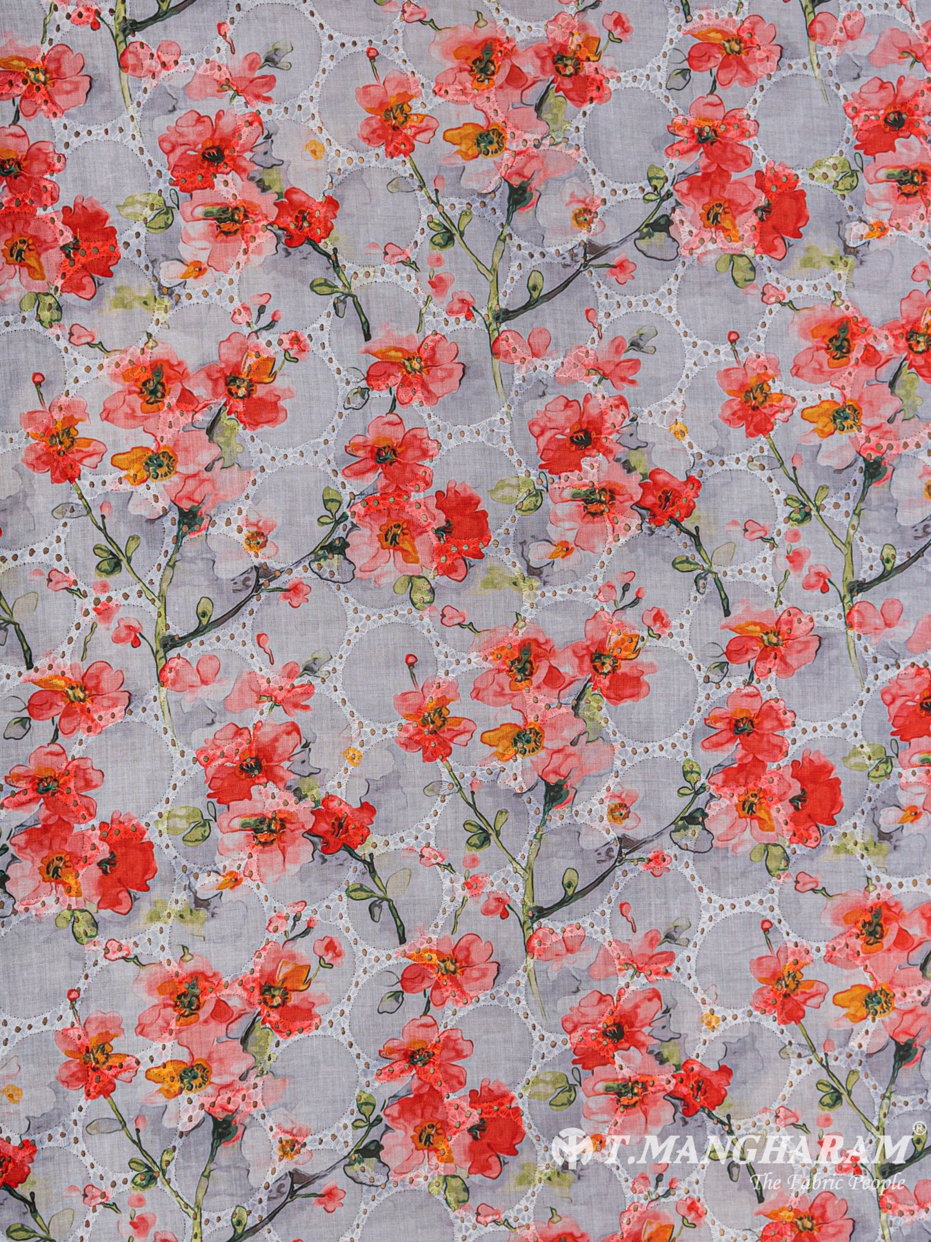 Grey Cotton Embroidery Fabric - EB4093 view-3