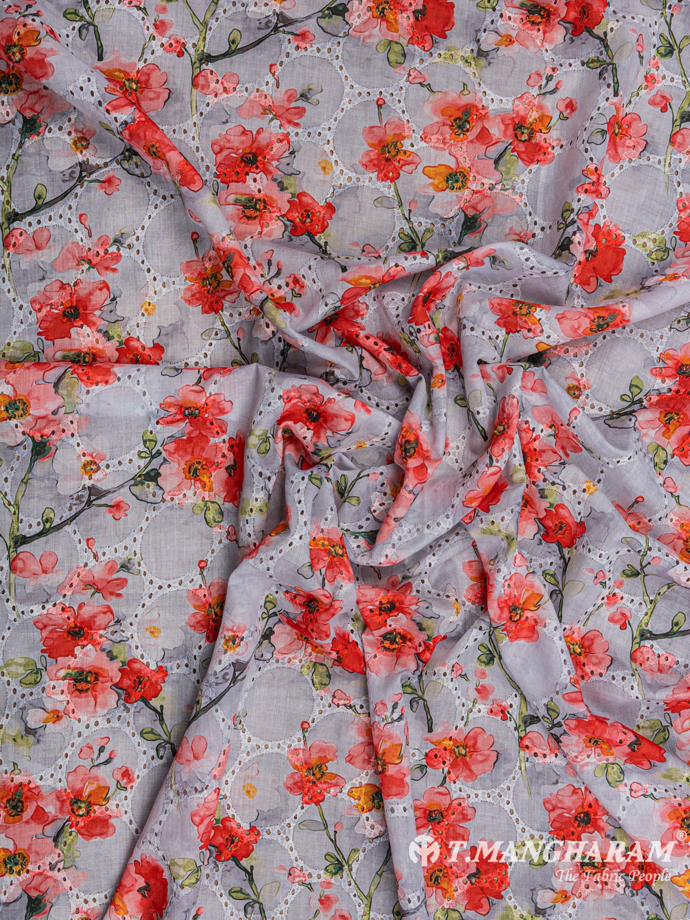 Grey Cotton Embroidery Fabric - EB4093 view-4