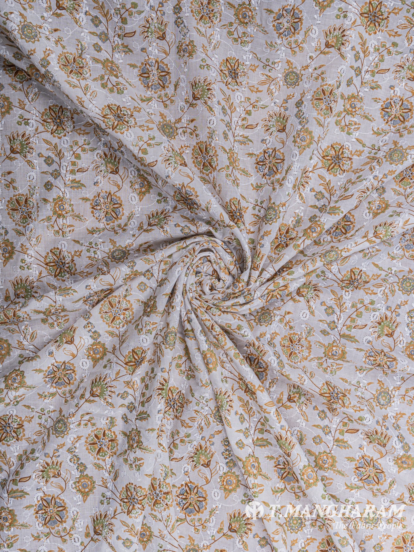 White Cotton Embroidery Fabric - EA1706 view-1
