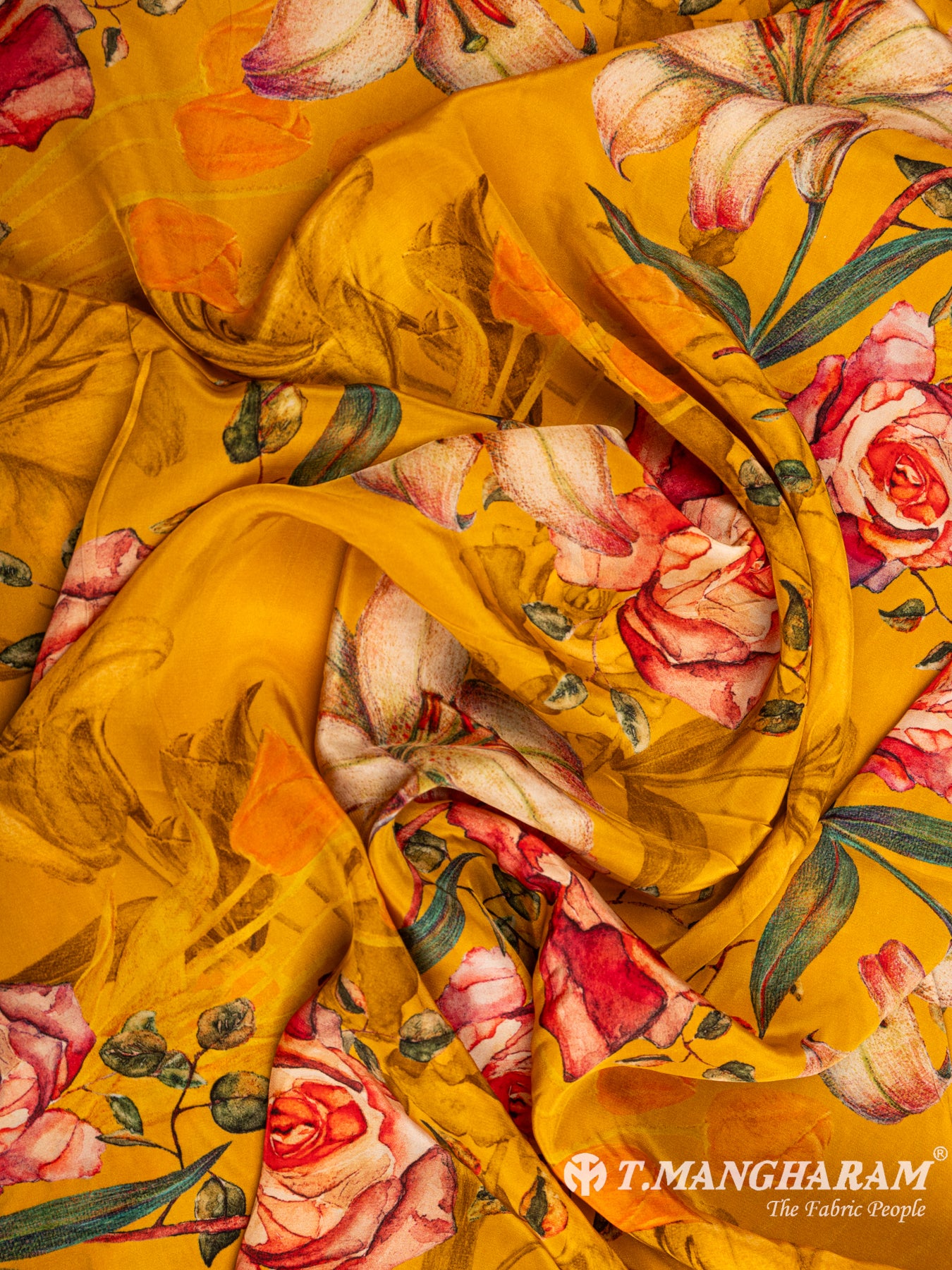 Yellow Georgette Fabric - EB4947 view-4
