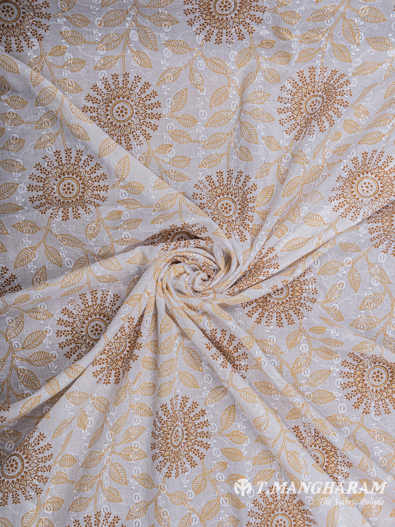 Cream Cotton Embroidery Fabric - EA1710 view-1