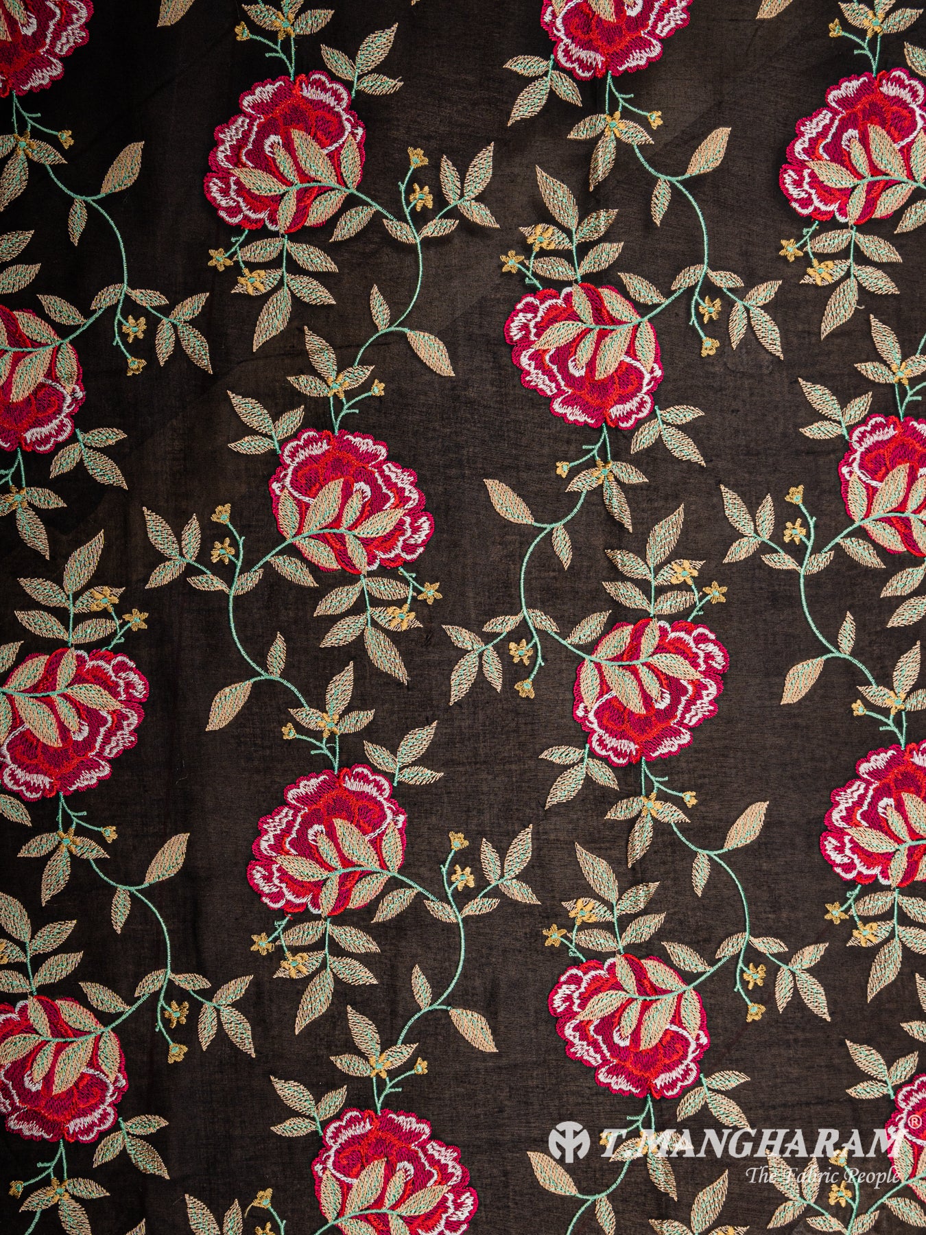 Black Cotton Embroidery Fabric - EA1802 view-3