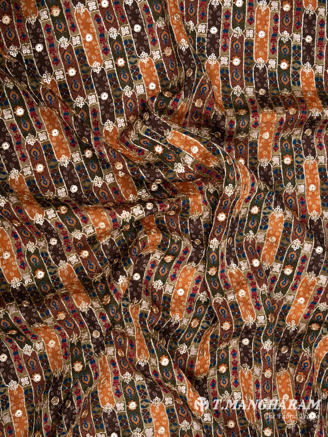 Brown Chinnon Silk Fabric - EC6582 view-4