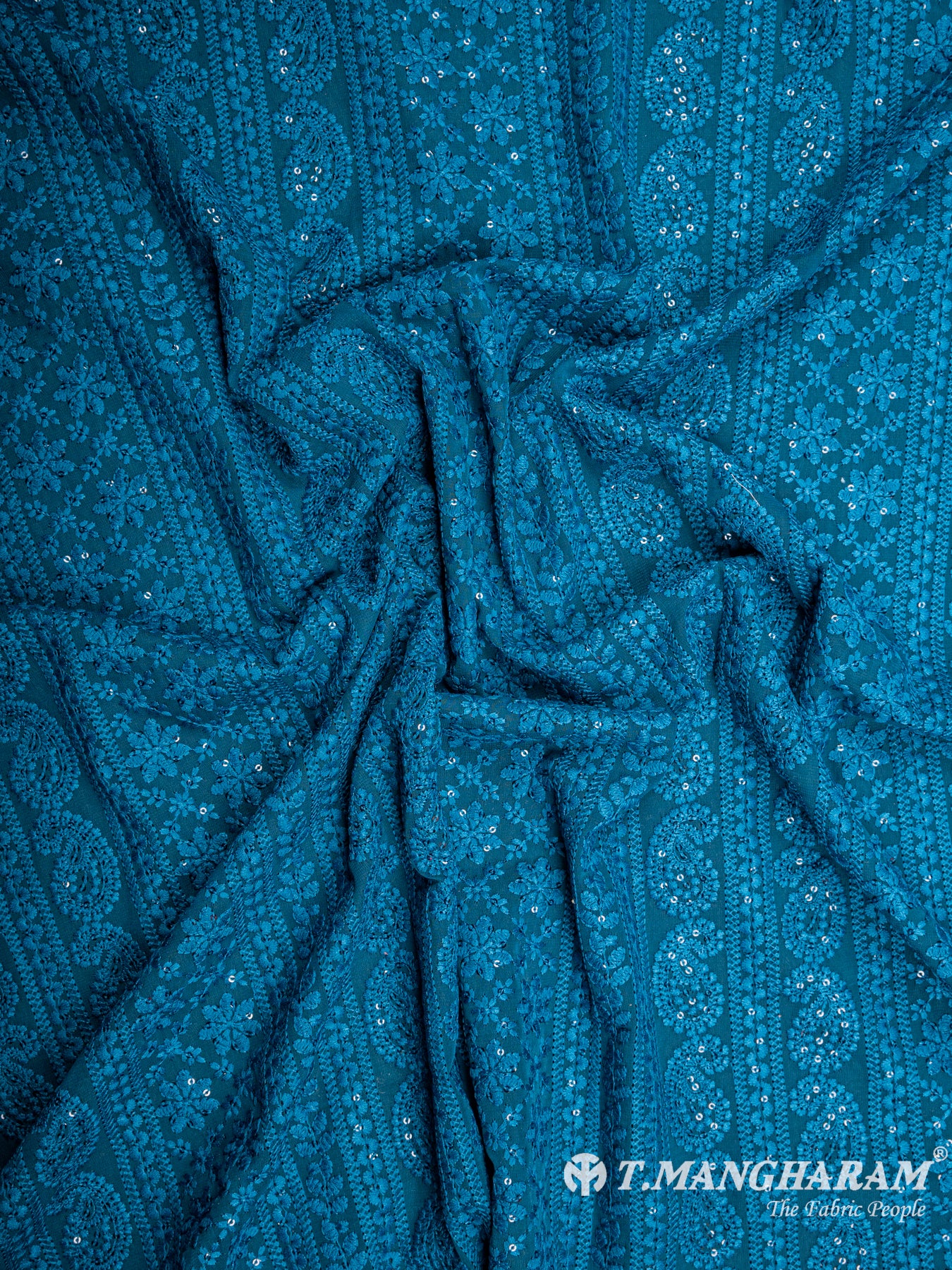 Blue Georgette Fabric - EA1776 view-4