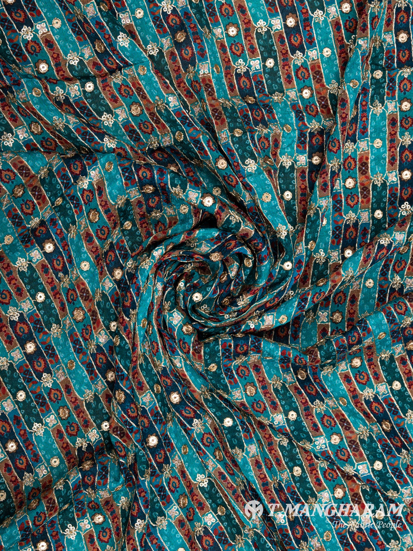 Blue Chinnon Silk Fabric - EC6585 view-1