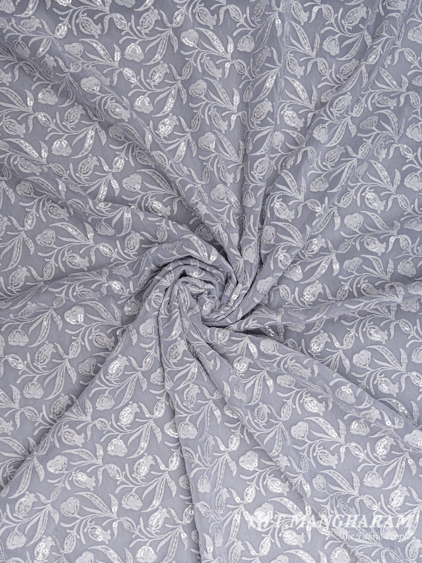 Grey Georgette Fabric - EC5103 view-1