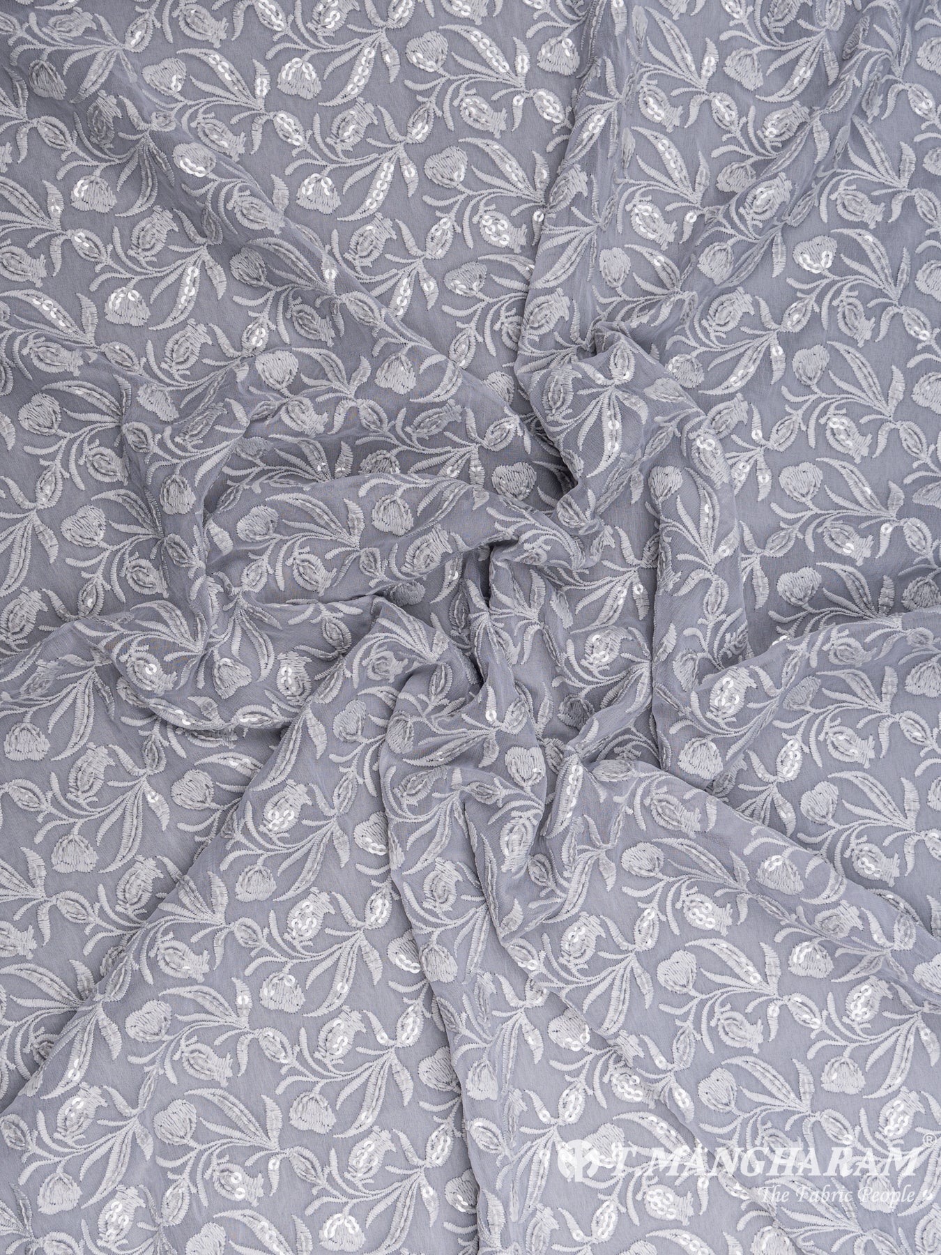 Grey Georgette Fabric - EC5103 view-4