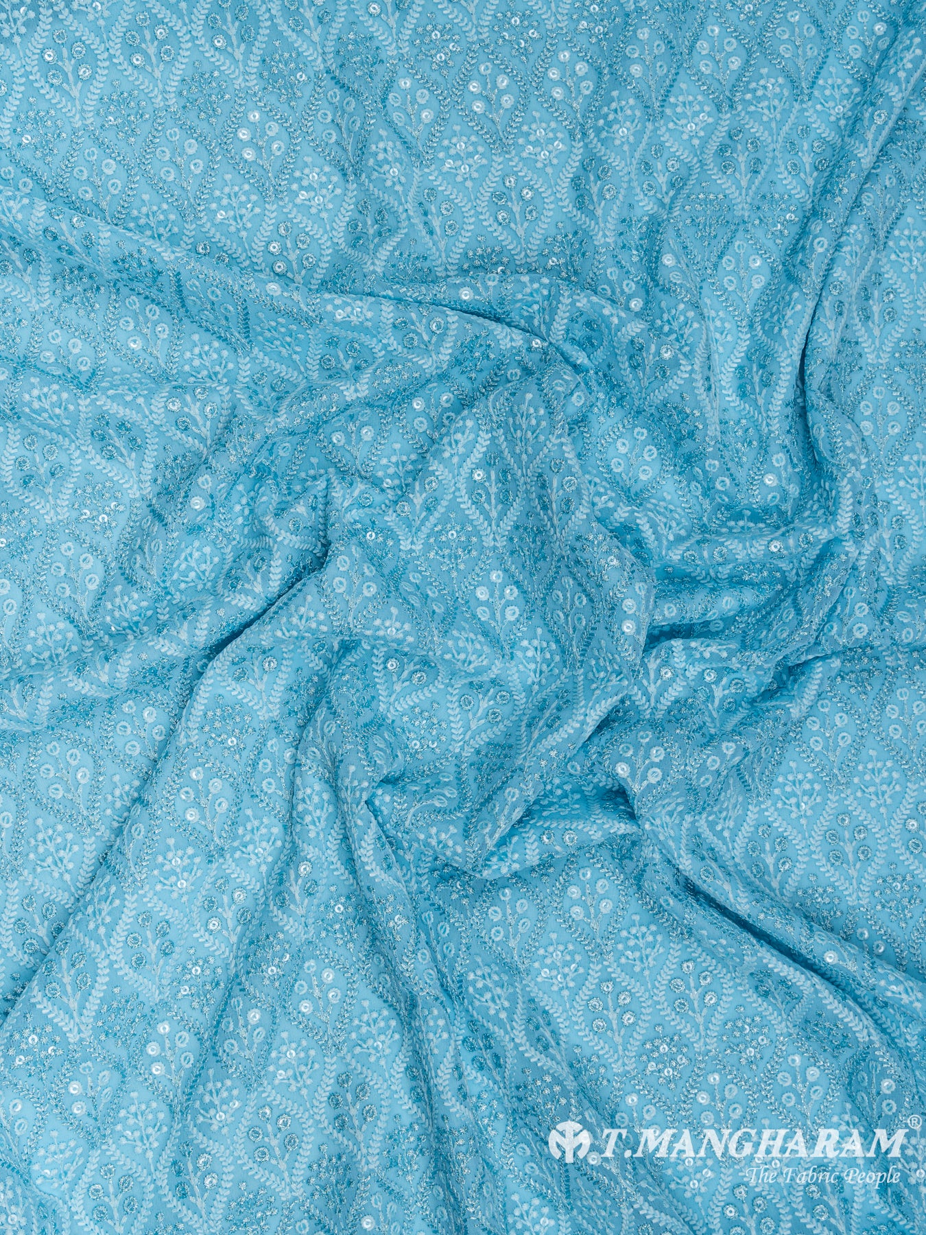 Blue Georgette Fabric - EC5119 view-4