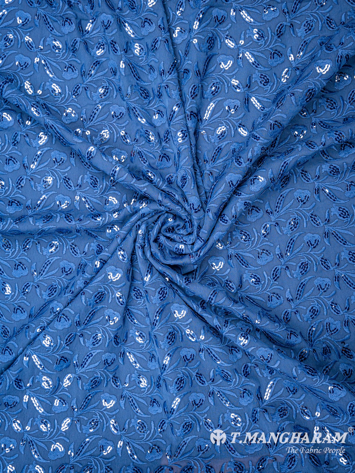 Blue Georgette Fabric - EC5104 view-1