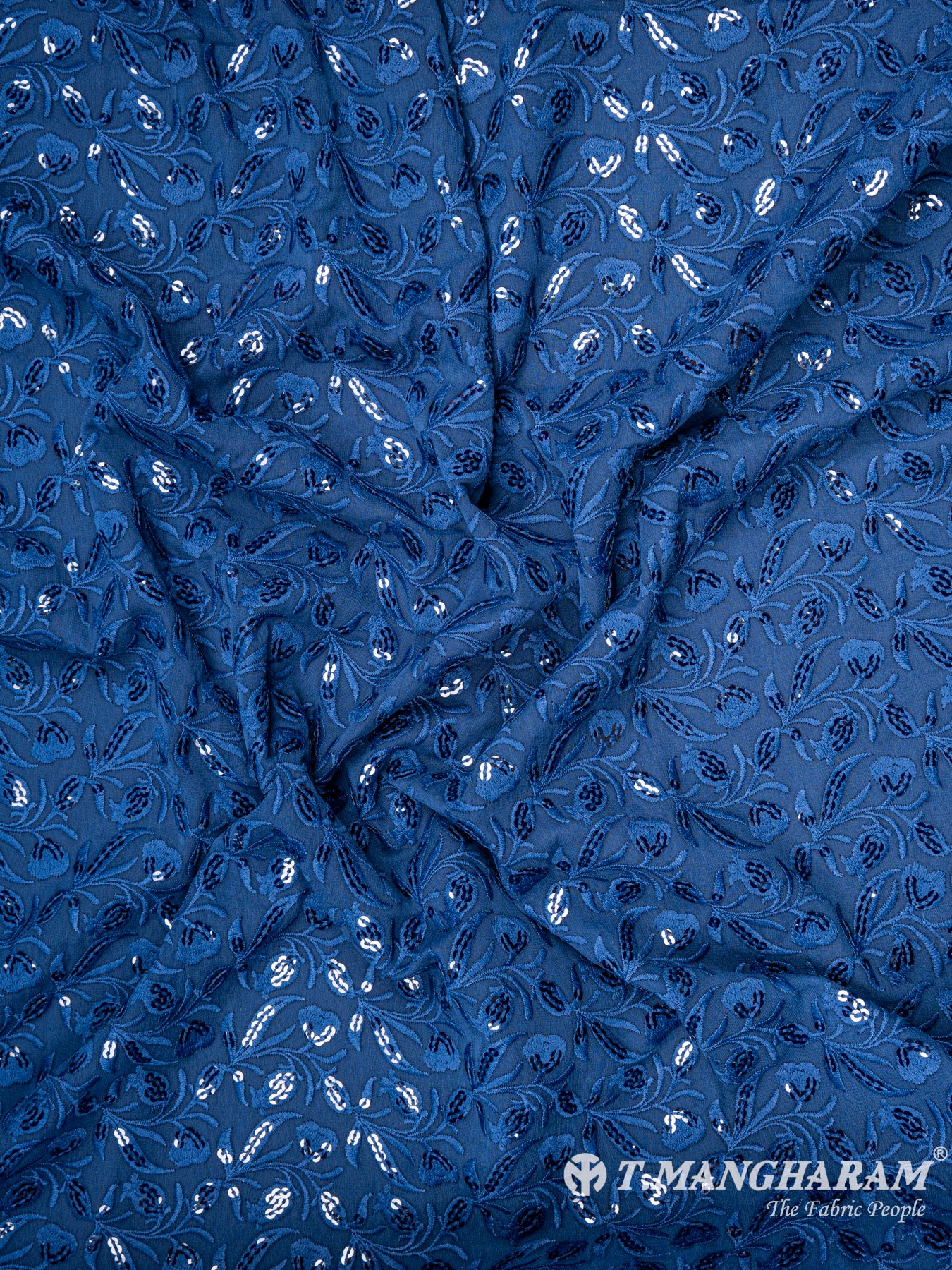 Blue Georgette Fabric - EC5104 view-4