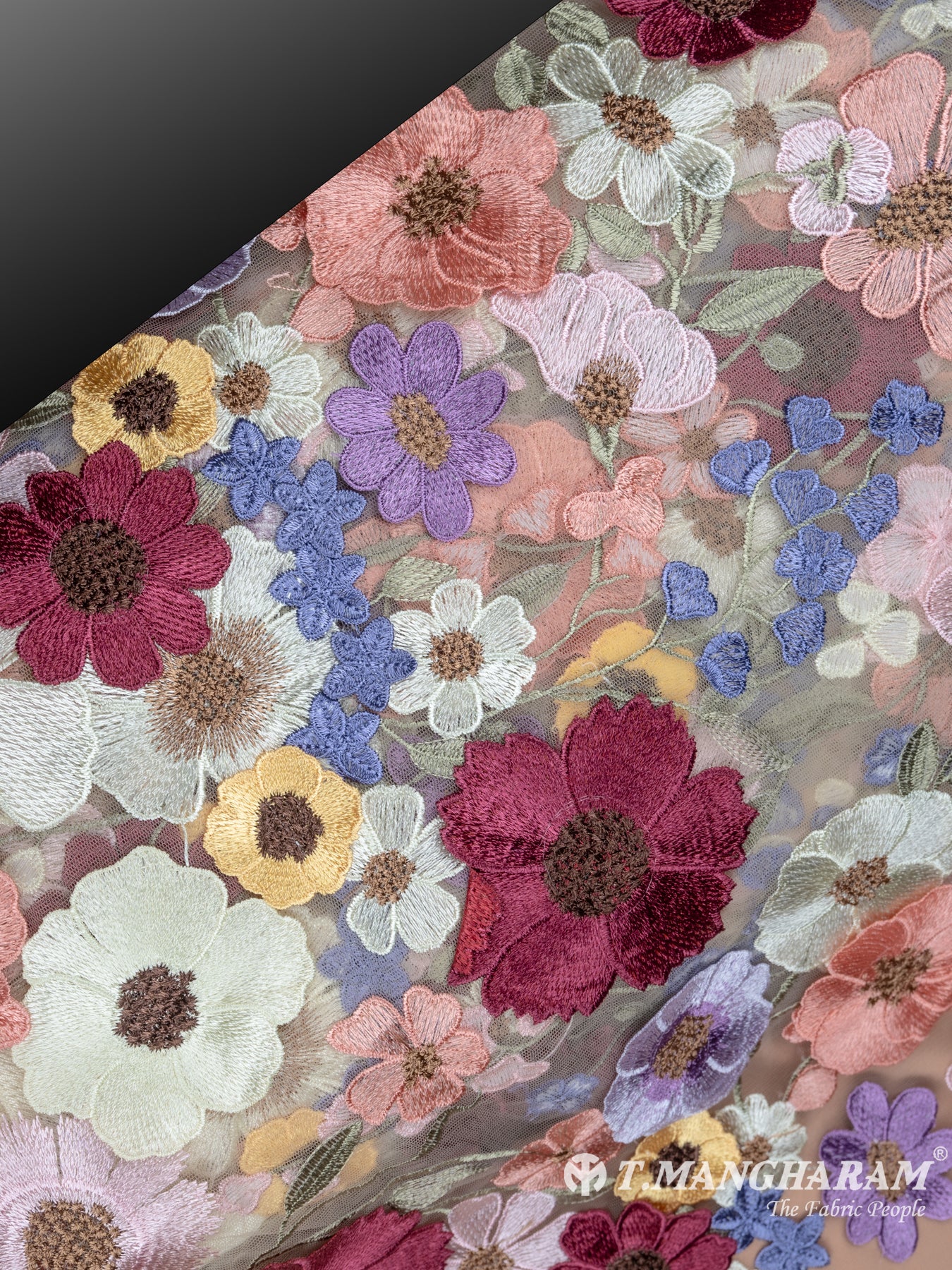 Beige Fancy Net Fabric - EC6634 view-2