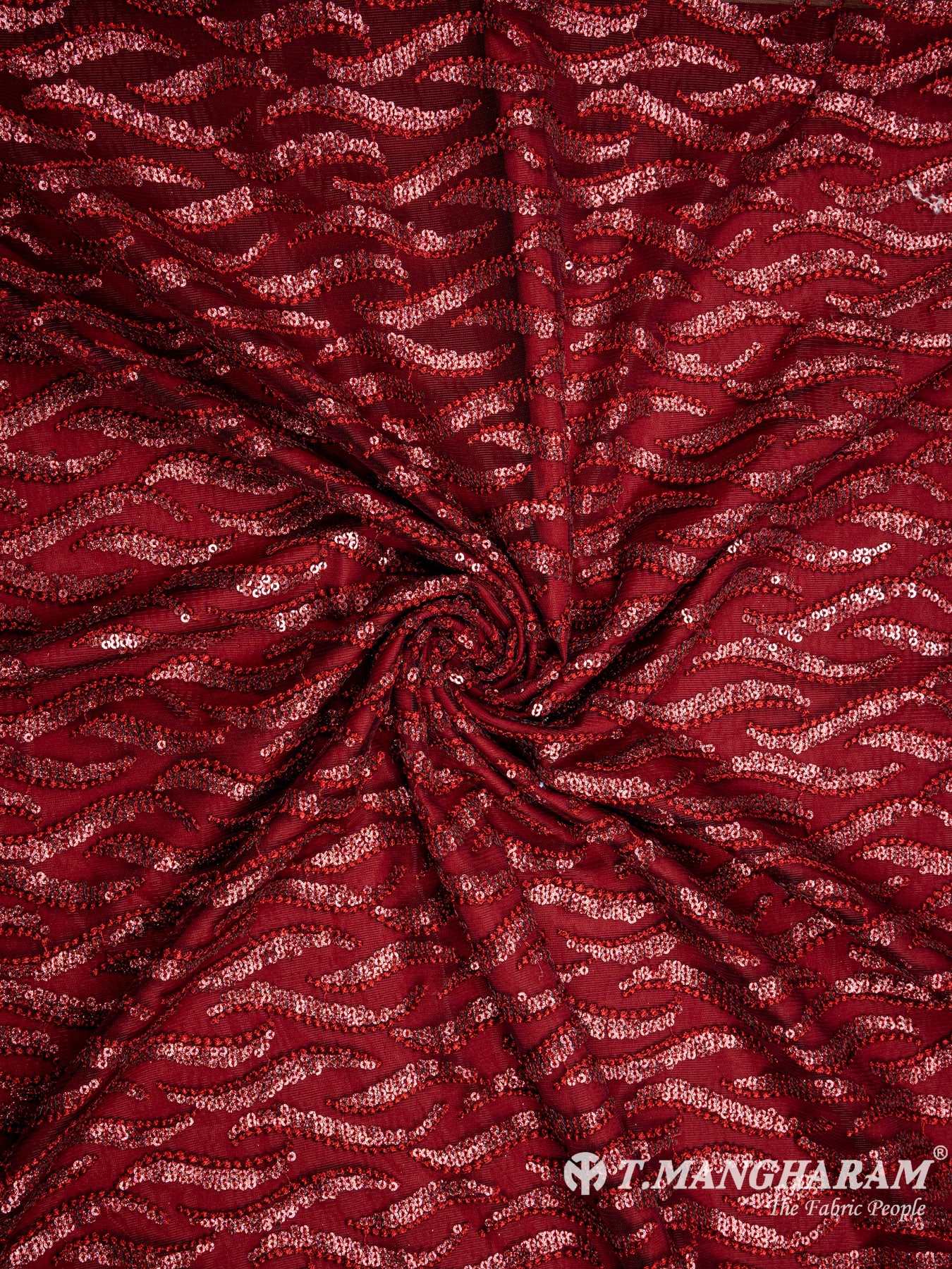 Maroon Fancy Net Fabric - EB4169 view-1
