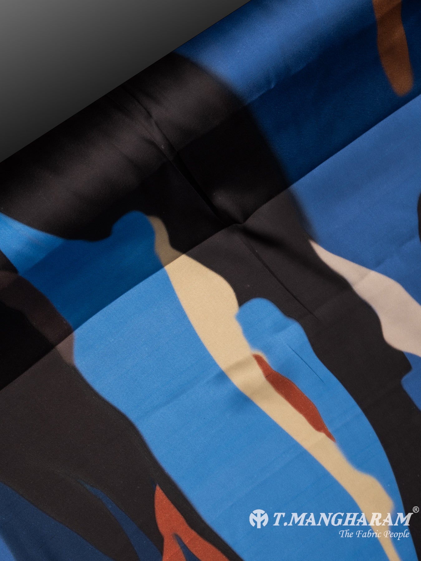 Blue Satin Printed Fabric - EC6669 view-2