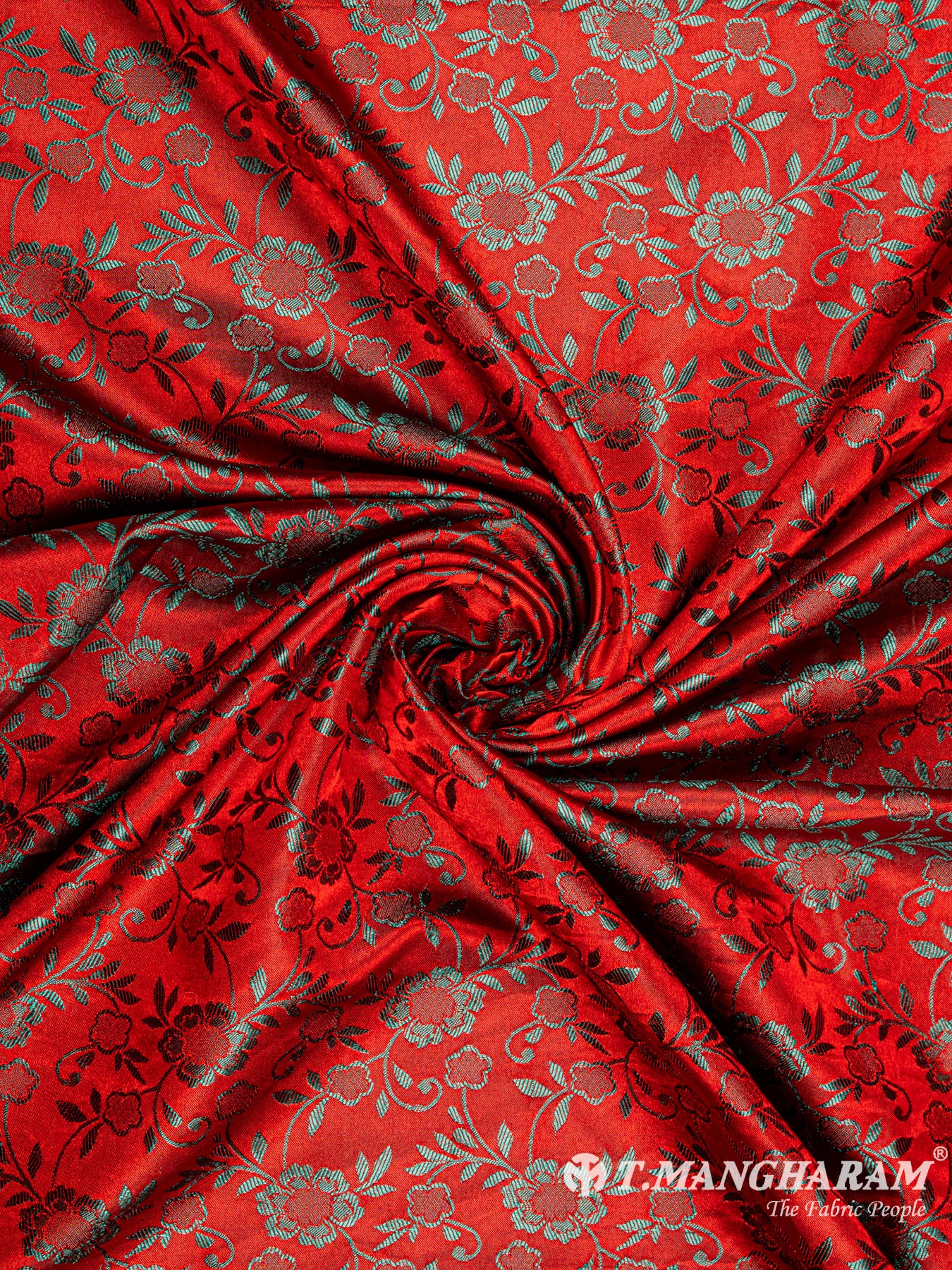 Red Semi Banaras Fabric - EB4113 view-1