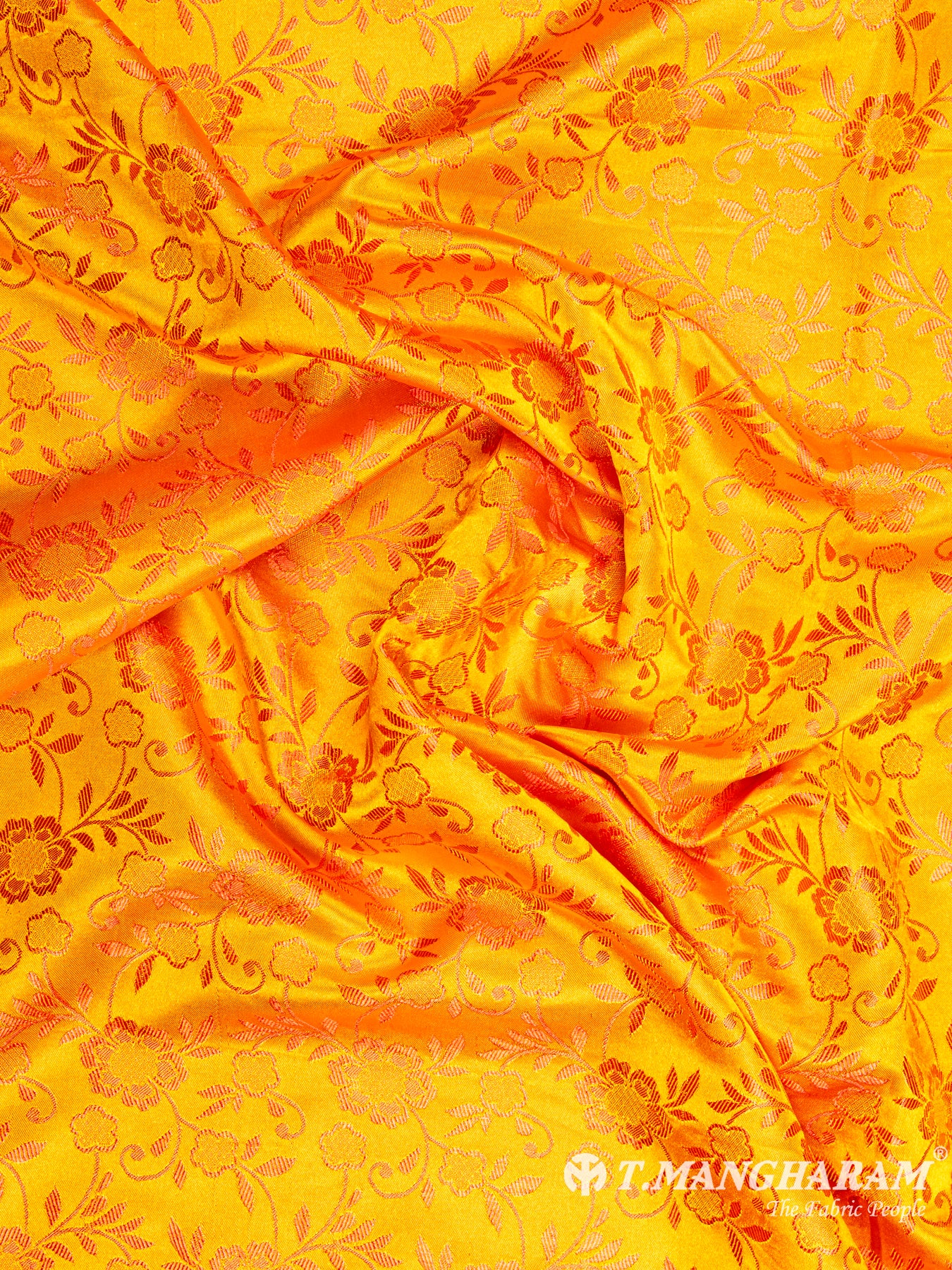 Yellow Semi Banaras Fabric - EB4121 view-4