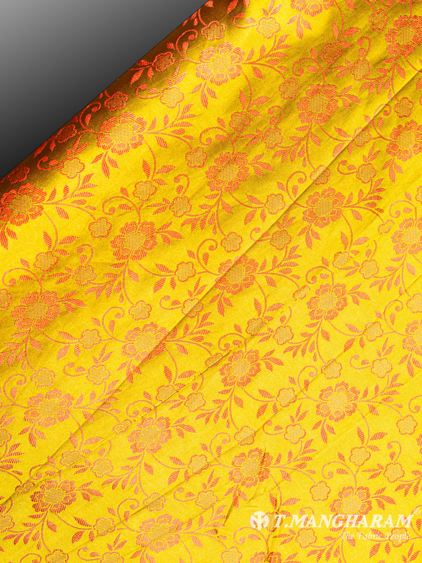 Yellow Semi Banaras Fabric - EB4120 view-2