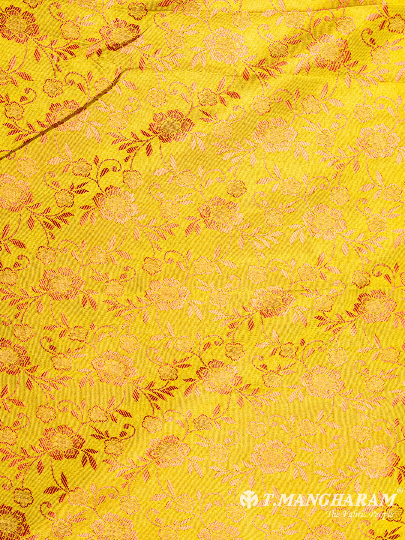 Yellow Semi Banaras Fabric - EB4120 view-3