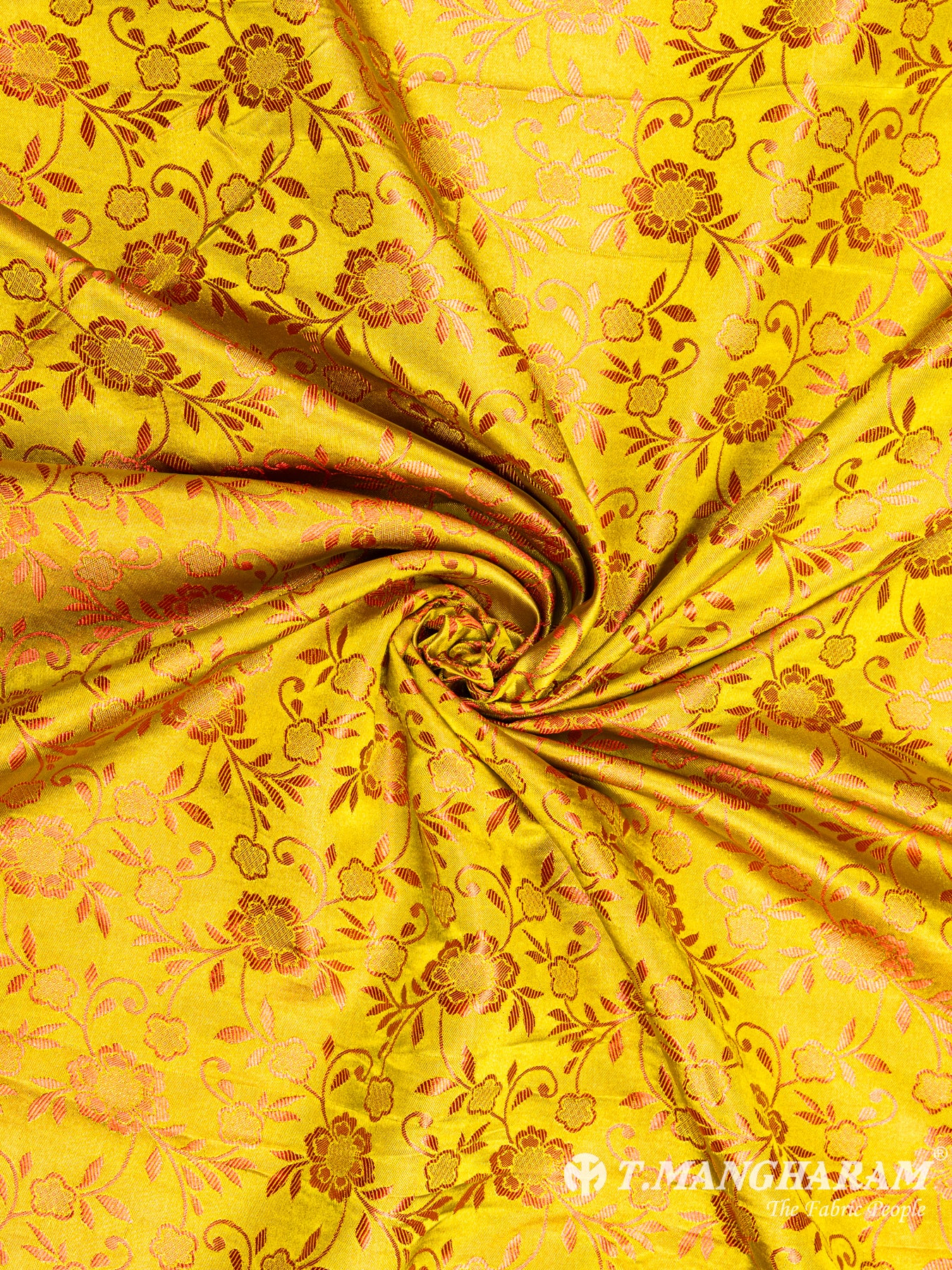 Yellow Semi Banaras Fabric - EB4120 view-1