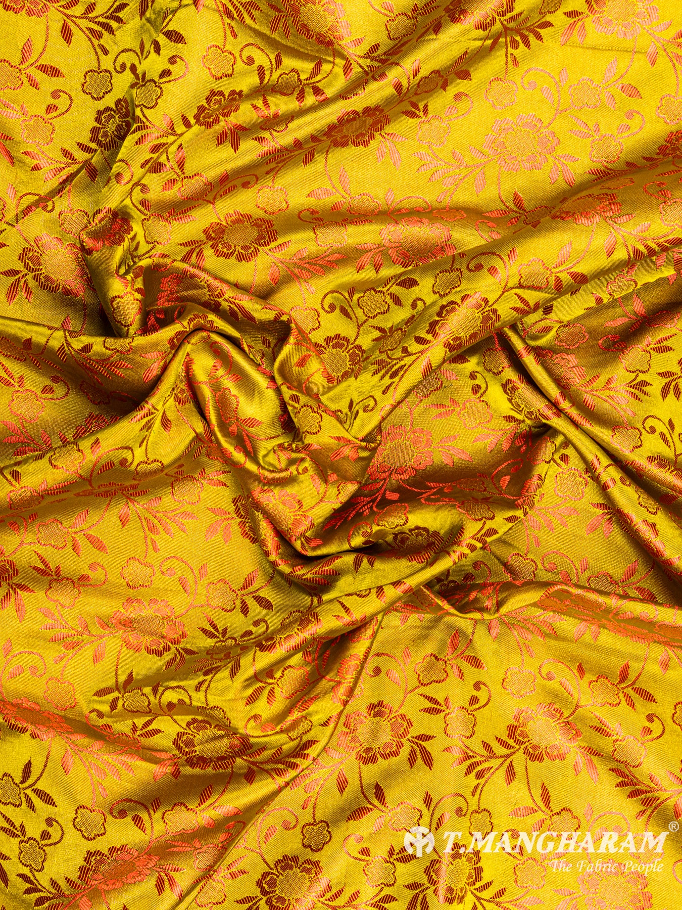 Yellow Semi Banaras Fabric - EB4120 view-4