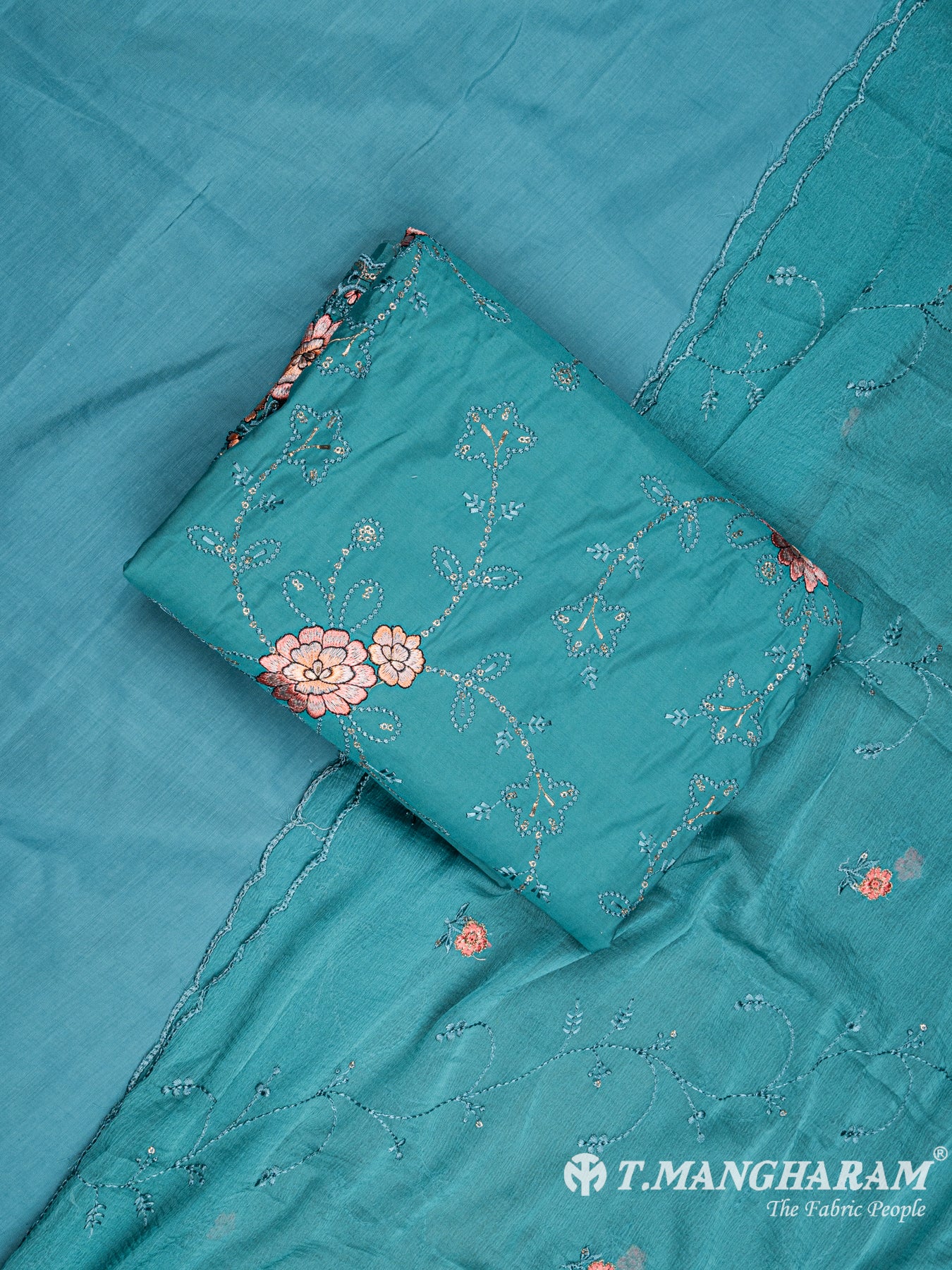 Green Cotton Chudidhar Fabric Set - EG1529 view-1