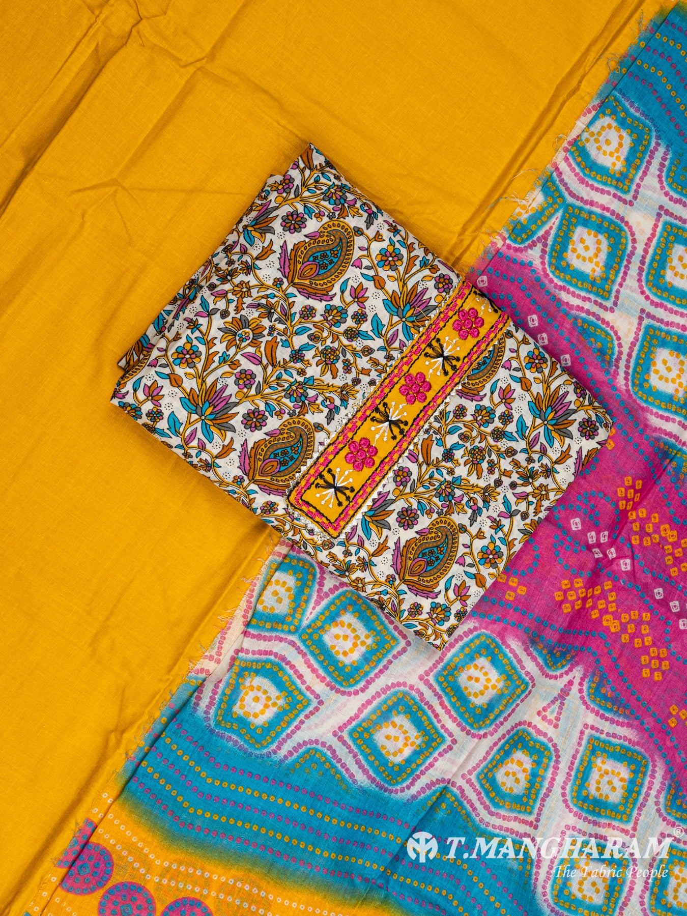 Yellow Cotton Chudidhar Fabric Set - EG1488
