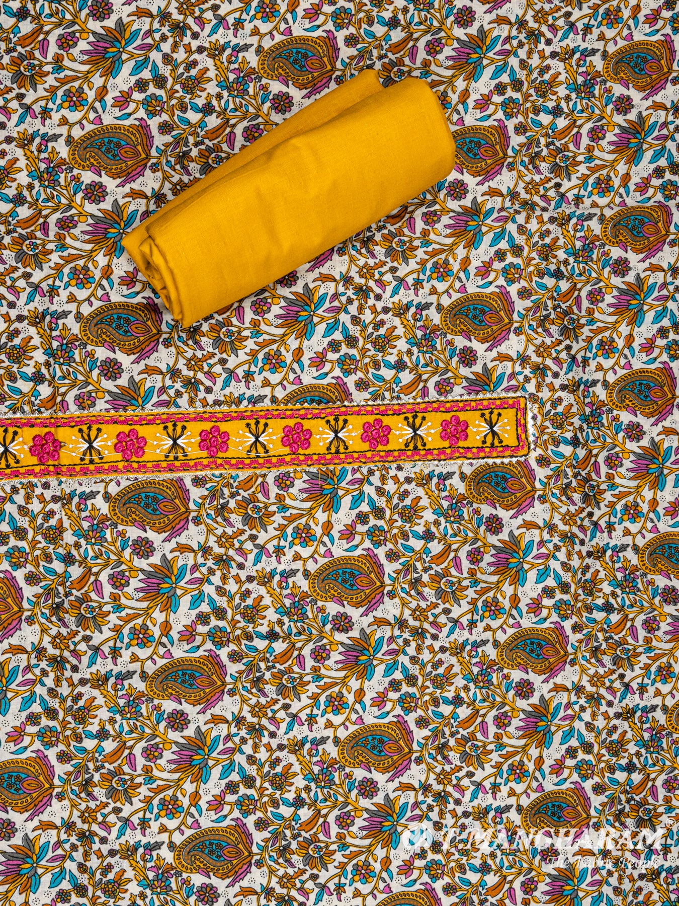 Yellow Cotton Chudidhar Fabric Set - EG1488