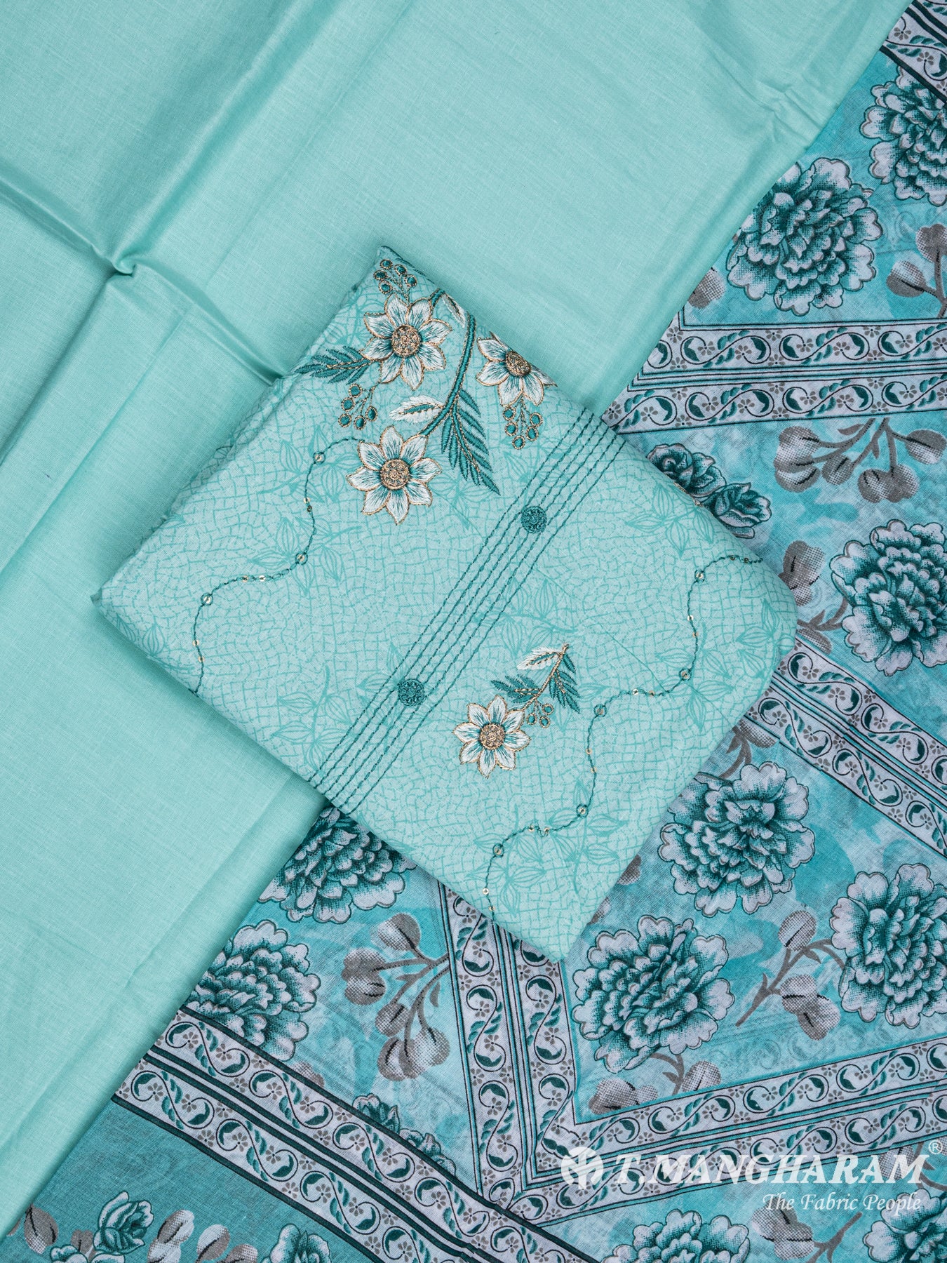 Blue Cotton Chudidhar Fabric Set - EG1513