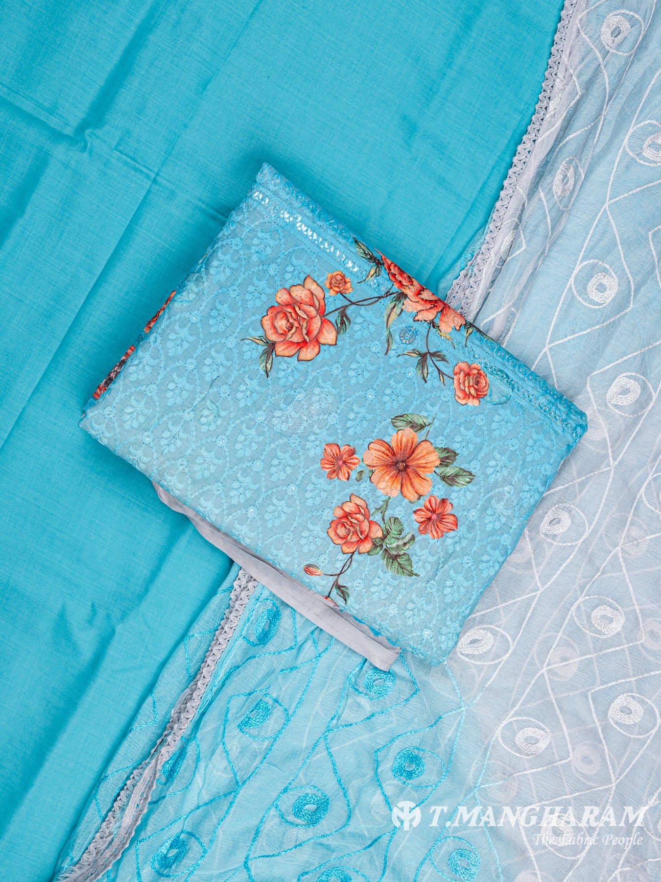 Blue Georgette Chudidhar Fabric Set - EG1531 view-1
