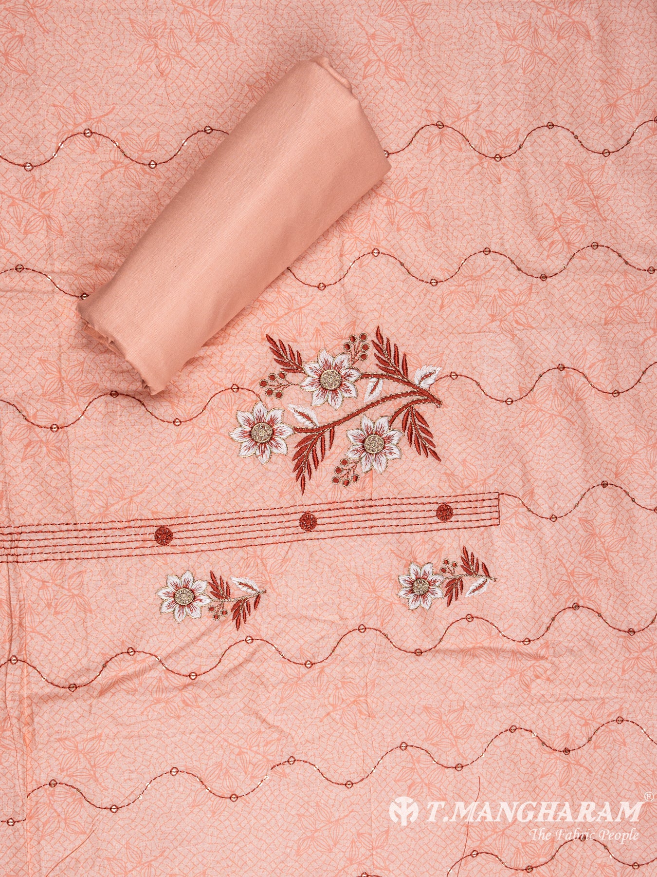 Peach Cotton Chudidhar Fabric Set - EG1511 view-4