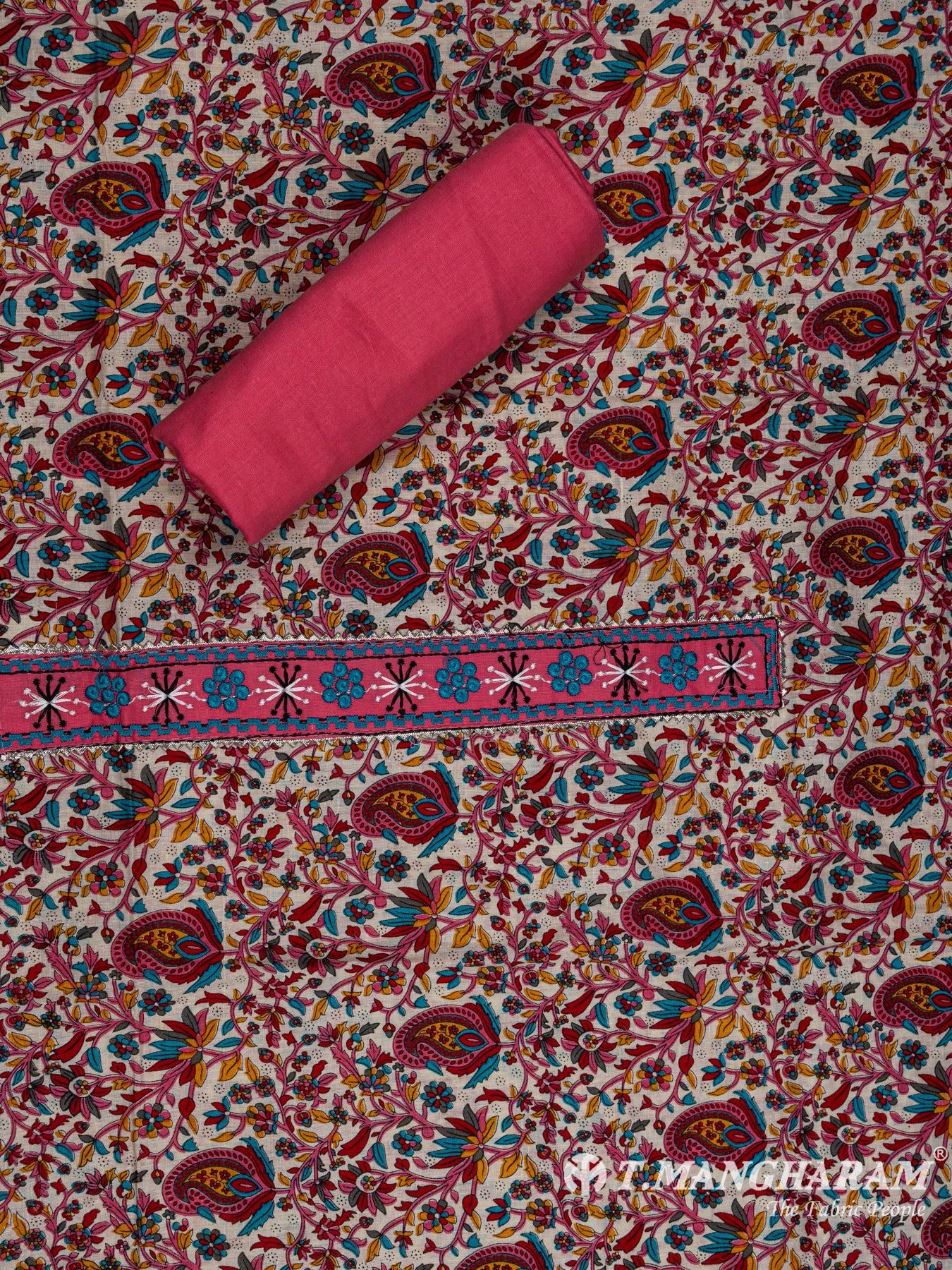 Pink Cotton Chudidhar Fabric Set - EG1489